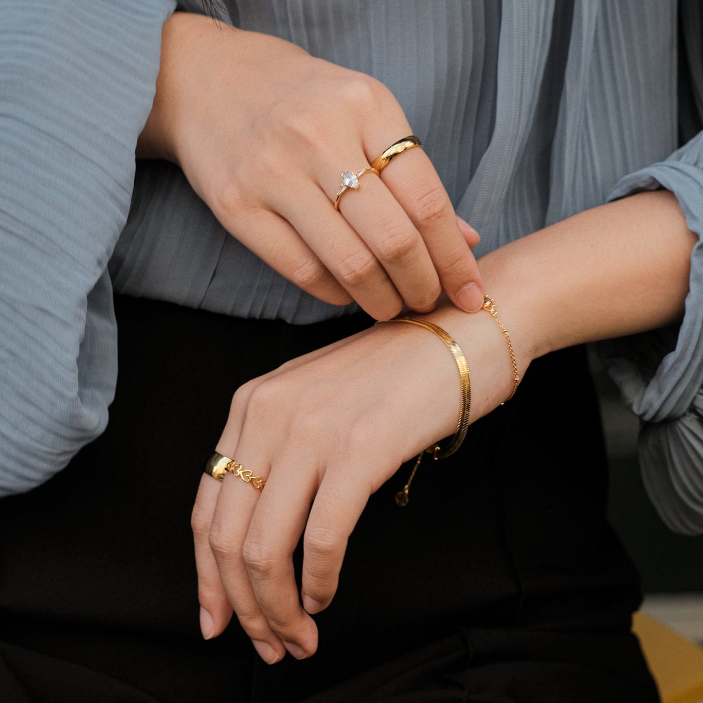 Gold Band Infinity Love Valentine Lovers Stacking Hollow Heart Ring by Doviana