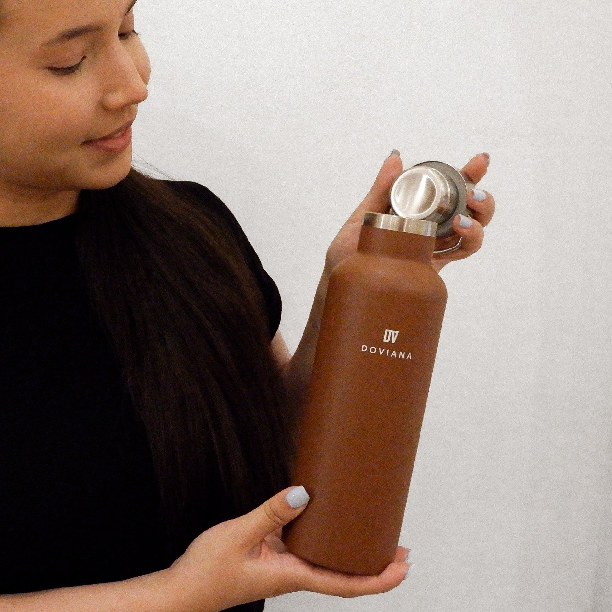 DOVIANA Water Bottle Brown Color Stainless Steel Durable Drink Bottle Everyday Tarnish Free Sturdy Casual Sport Bottle 