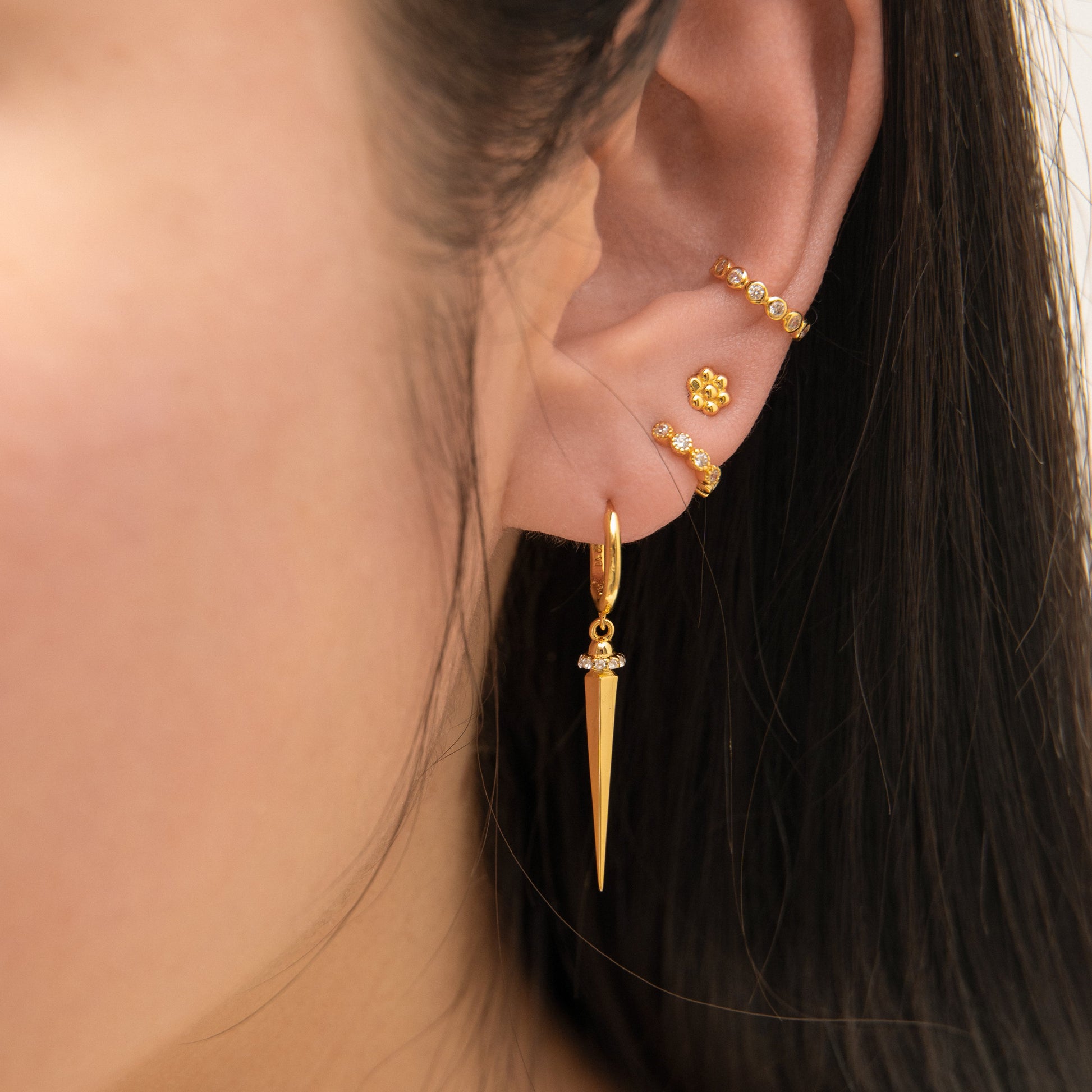 Hexagon Beaded Stud Earrings in Gold by Doviana