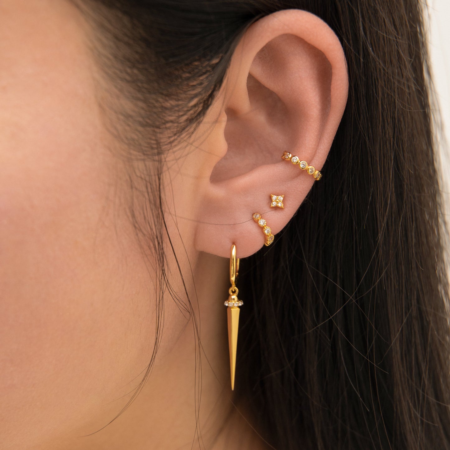 Large Spike Dangle Statement Gold Hoop Earrings by Doviana