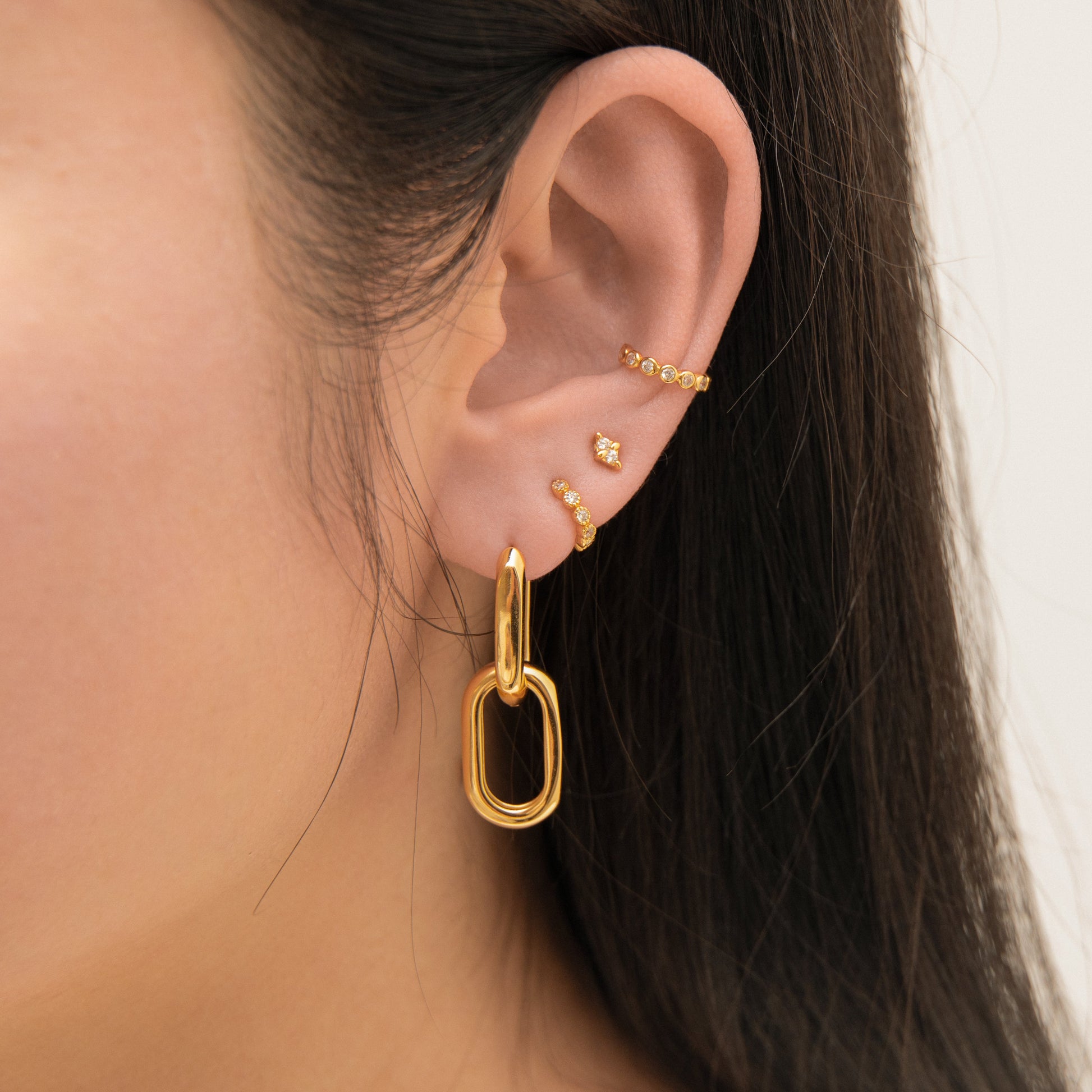 Large Thick Gold Paperclip Link Chain Dangle Hoop Earrings by Doviana