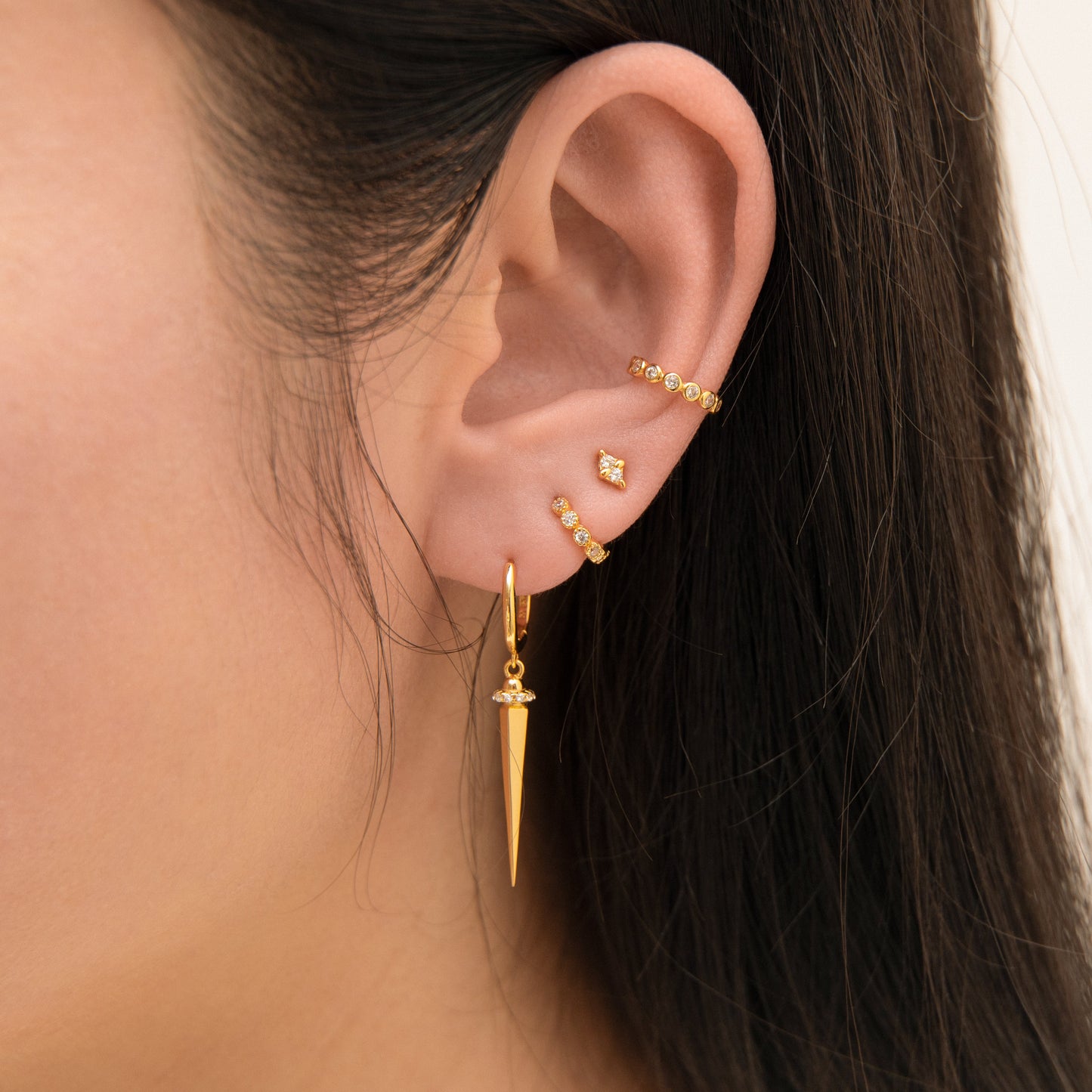 Large Spike Dangle Statement Gold Hoop Earrings by Doviana