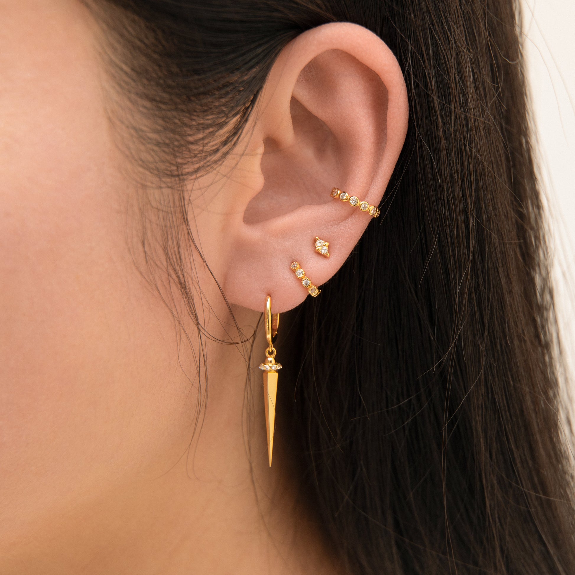 Large Spike Dangle Statement Gold Hoop Earrings by Doviana
