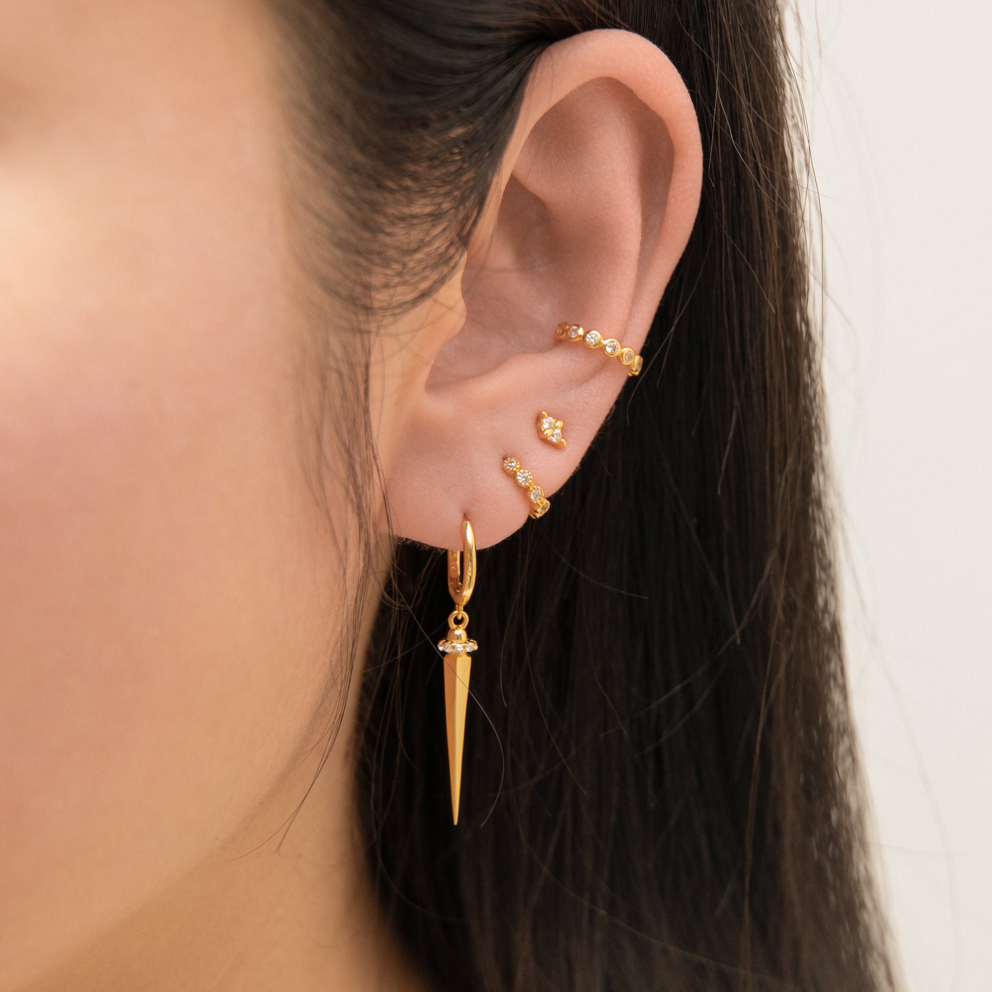 Large Spike Dangle Statement Gold Hoop Earrings by Doviana
