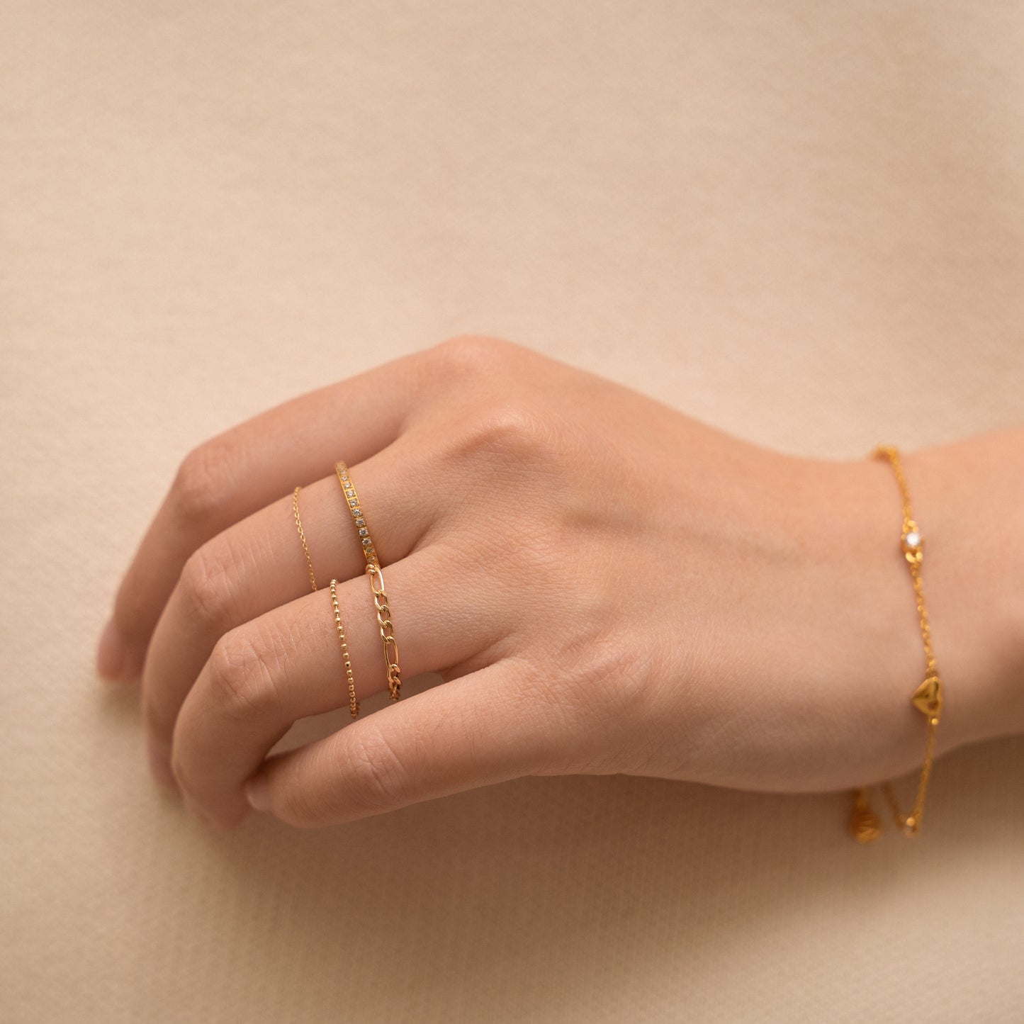 Dainty Gold Heart CZ Bracelet by Doviana