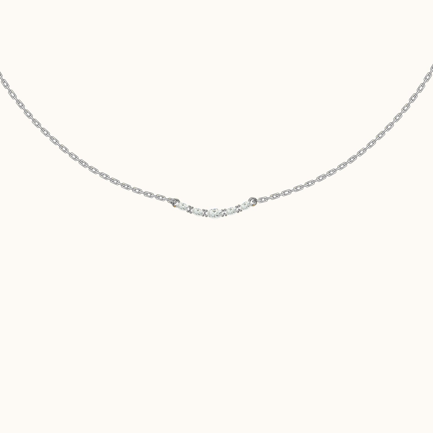 Midi Boho Smile 925 Sterling Silver Bar Smiley CZ Pave Dainty Necklace by Doviana