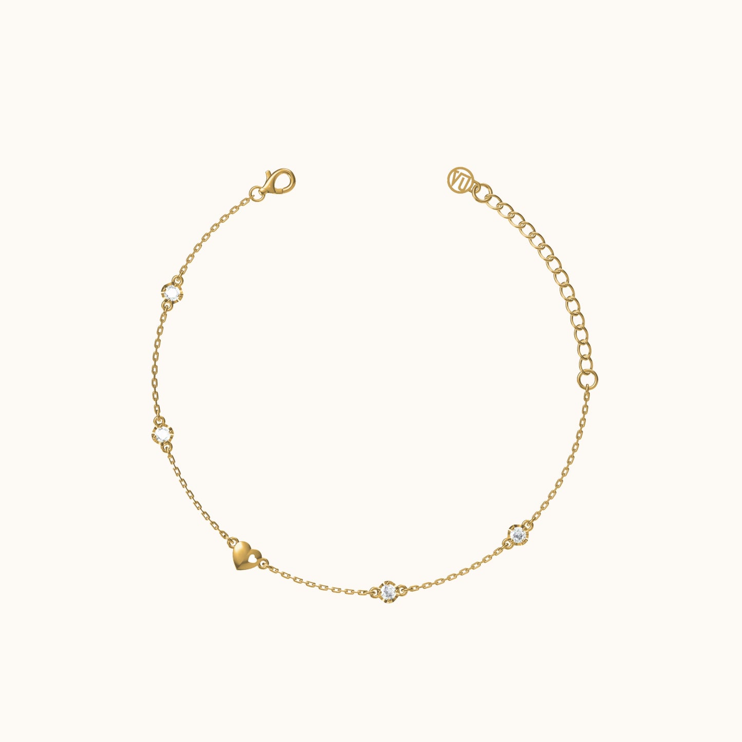 Dainty Gold Heart CZ Bracelet by Doviana