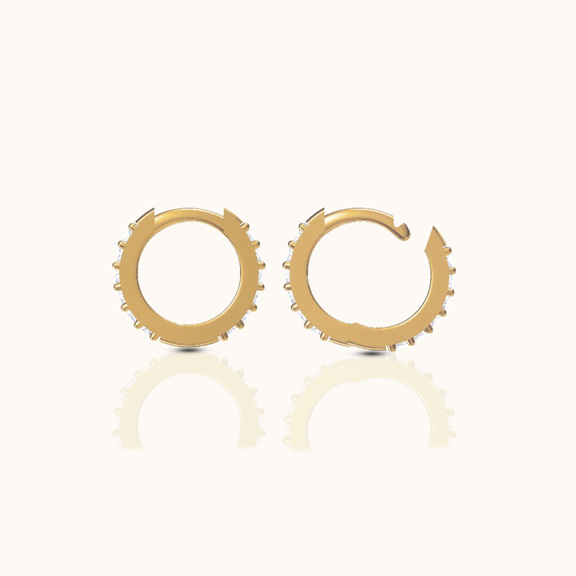 Dainty White Zircon Huggie Hoops Petite 18K Gold CZ Pave Earrings Doviana