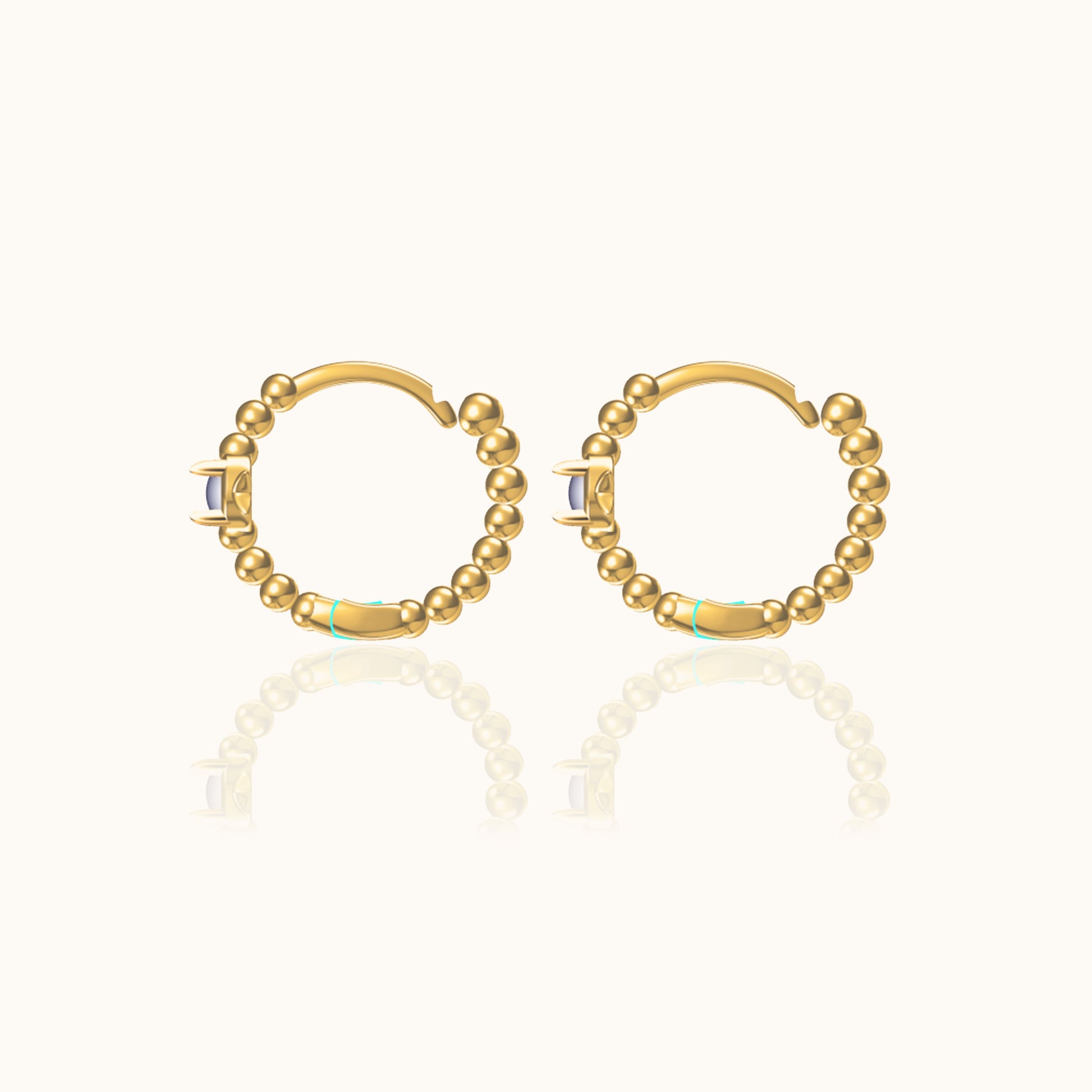 Delicate Natural Gold Gemstone Huggie Hoops Gem Bow Opal Hoop Earrings by Doviana