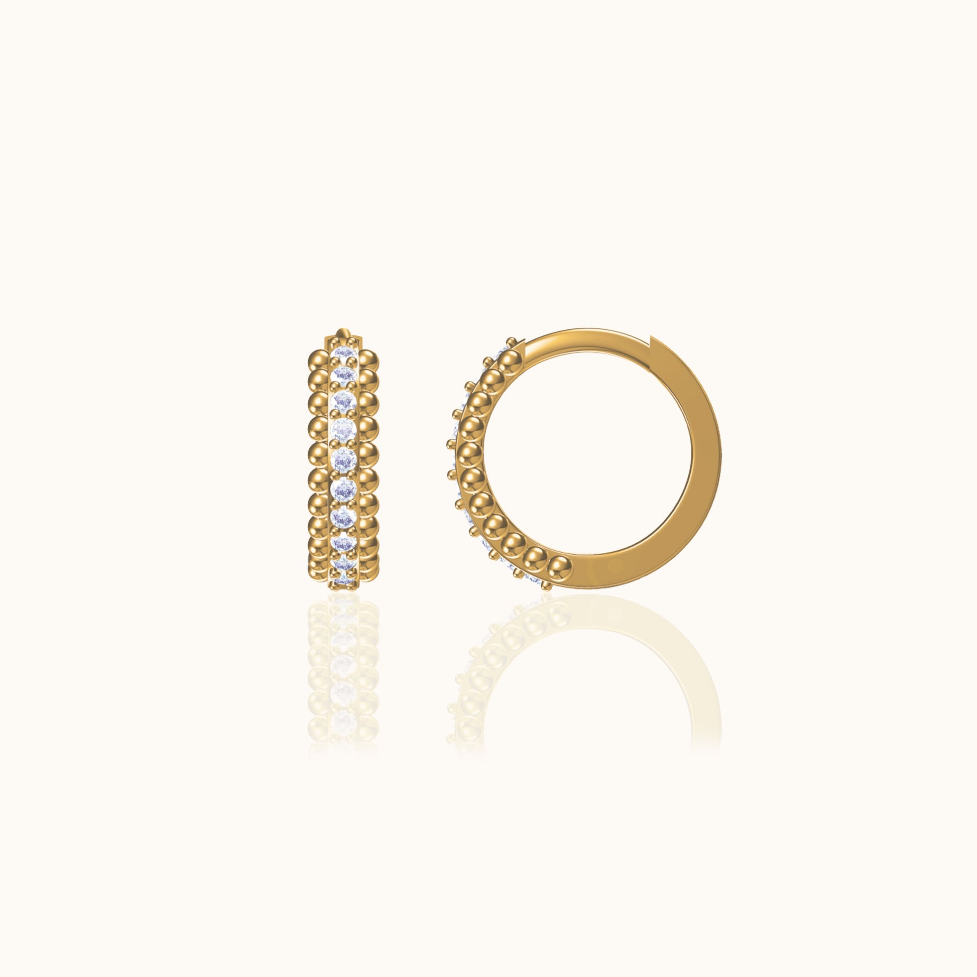 Delicate Vintage Style Mini Gold Huggie Hoops Pave CZ Retro Hoop Earrings by Doviana
