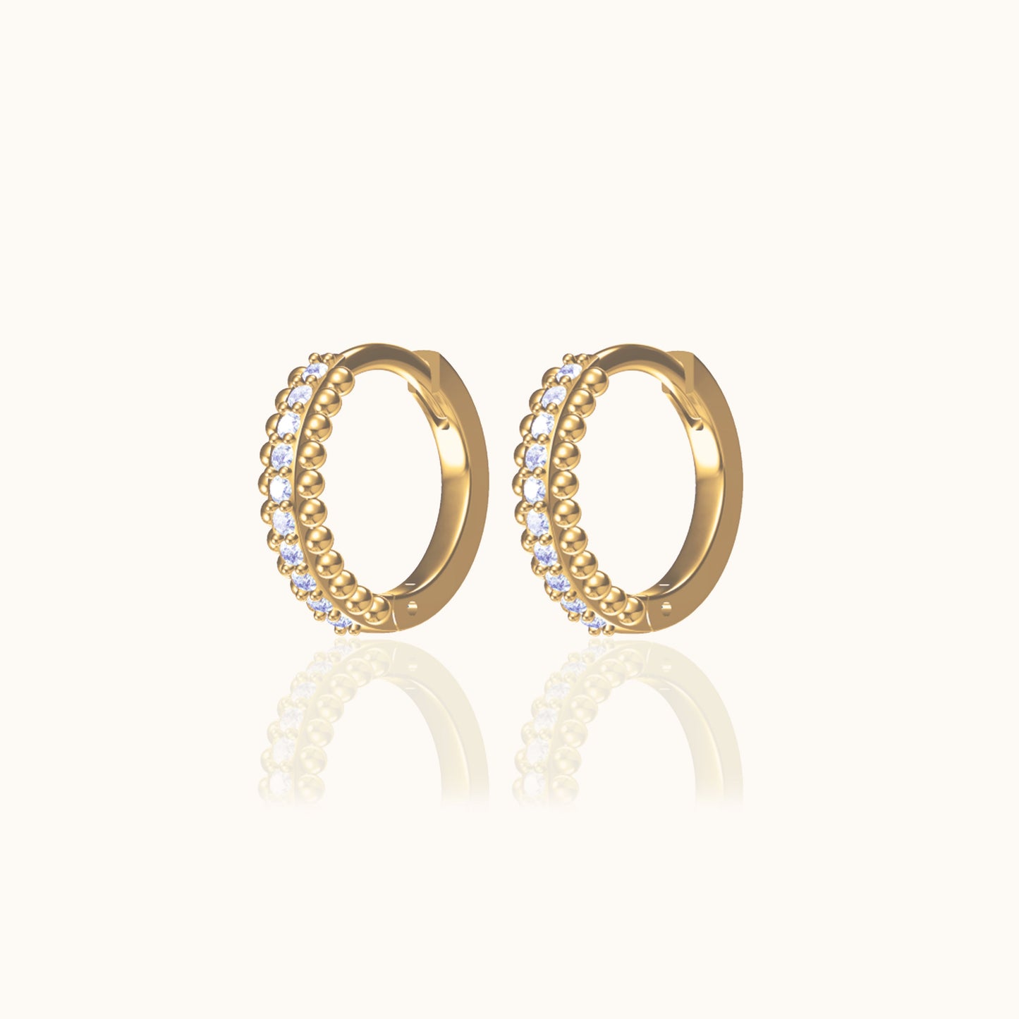 Delicate Vintage Style Mini Gold Huggie Hoops Pave CZ Retro Hoop Earrings by Doviana