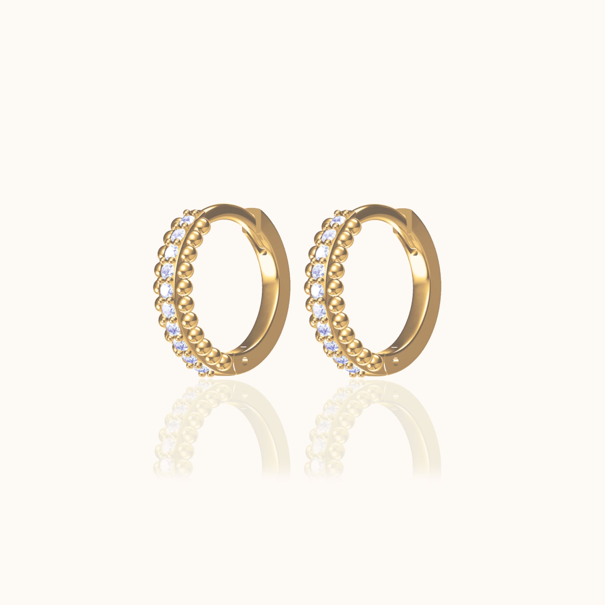 Delicate Vintage Style Mini Gold Huggie Hoops Pave CZ Retro Hoop Earrings by Doviana