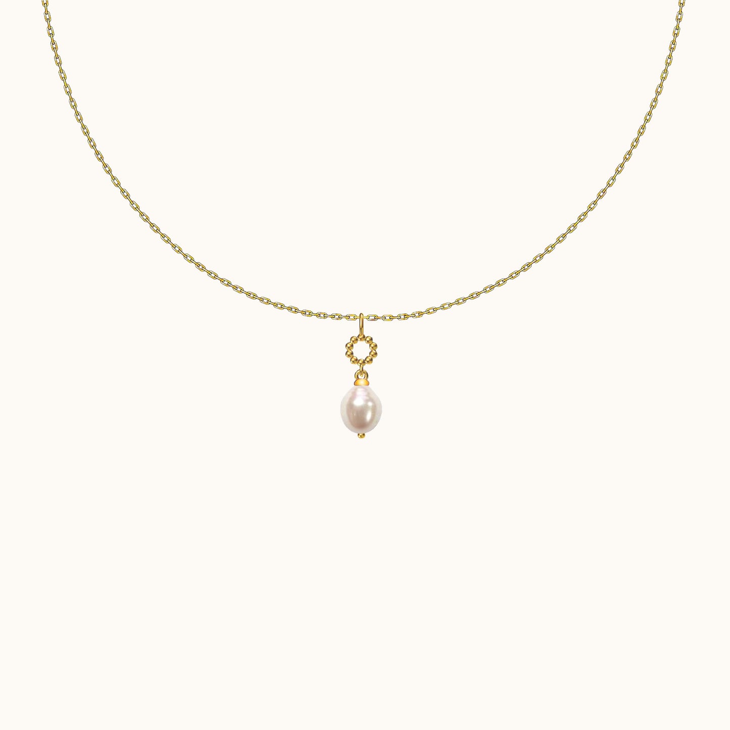 Delicate Freshwater Natural Round Pearl Drop Beaded Pendant Necklace by Doviana