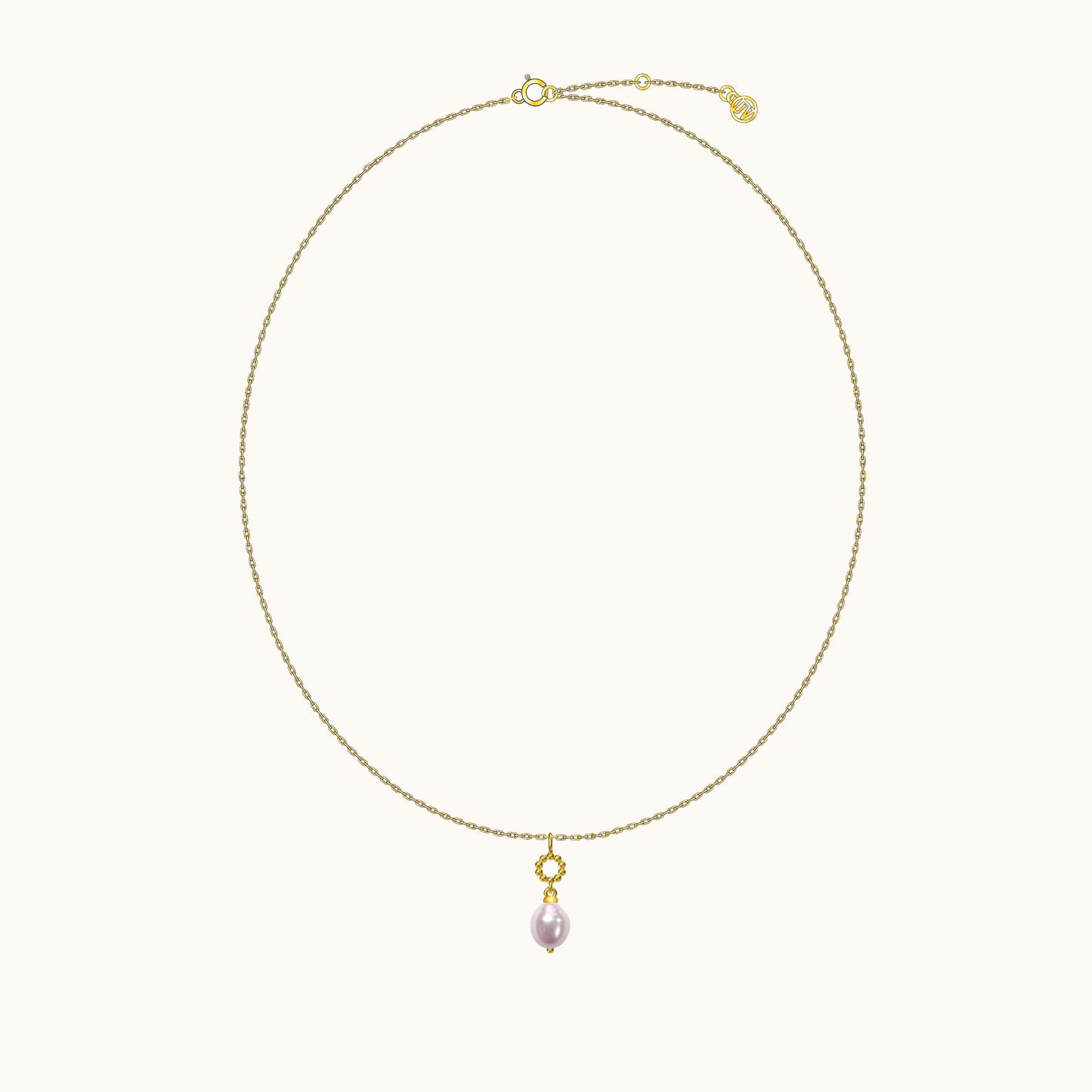 Delicate Freshwater Natural Round Pearl Drop Beaded Pendant Necklace by Doviana