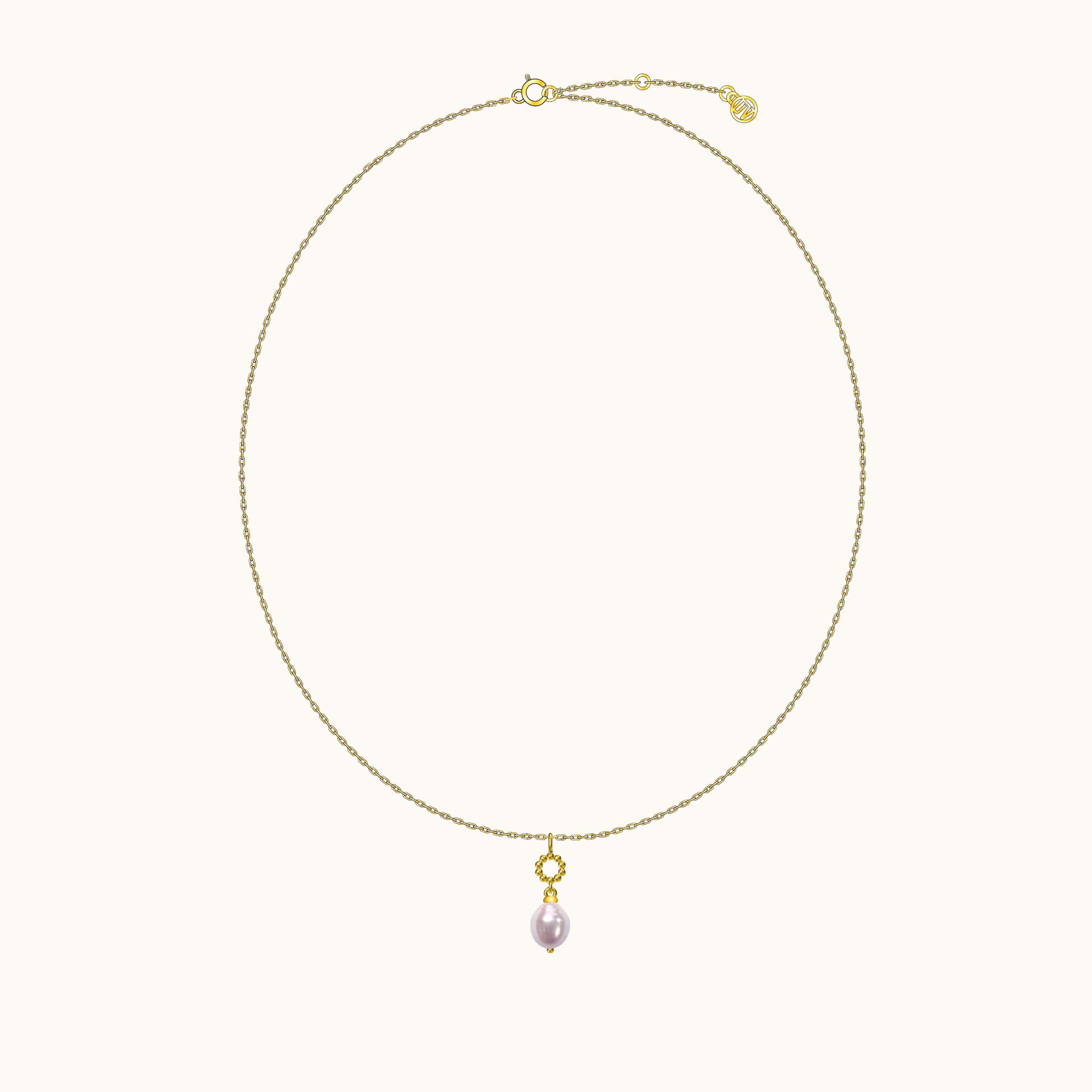Delicate Freshwater Natural Round Pearl Drop Beaded Pendant Necklace by Doviana