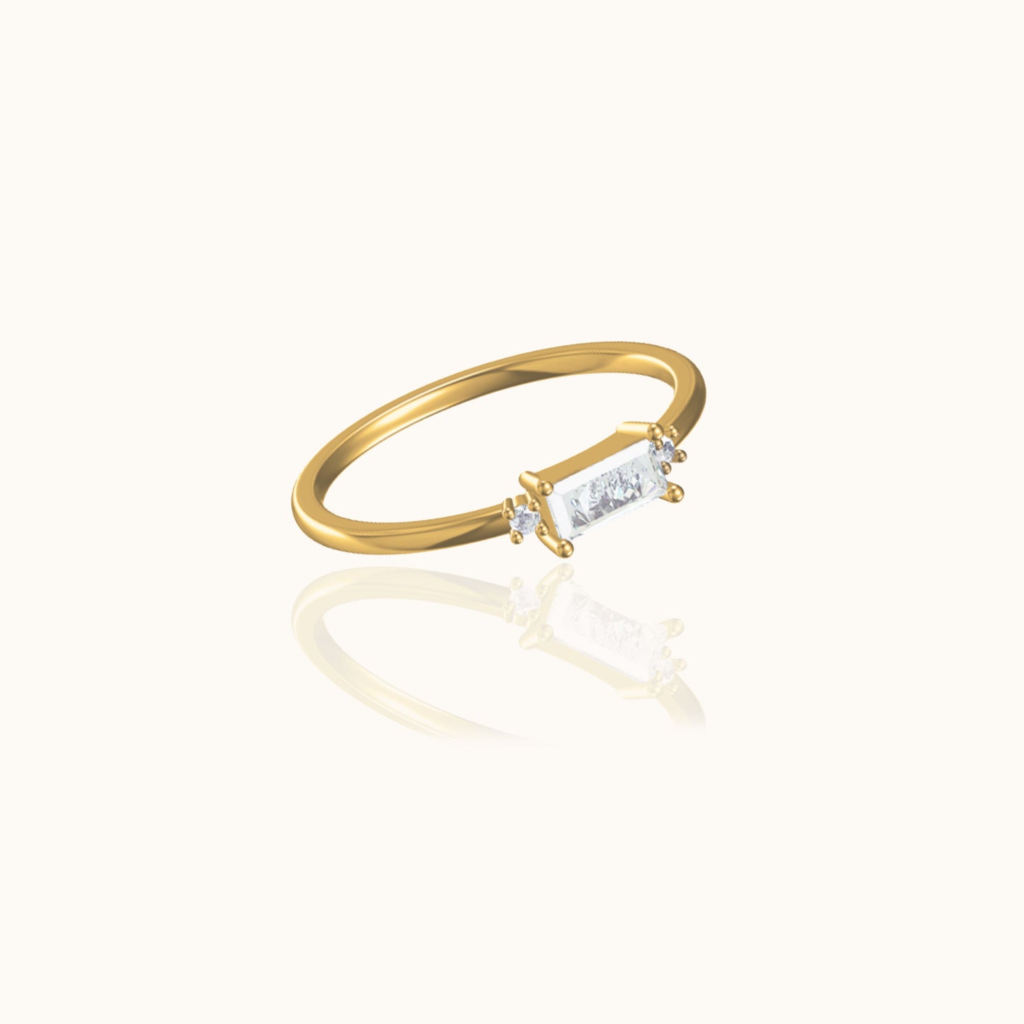 Delicate Baguette White CZ Ring