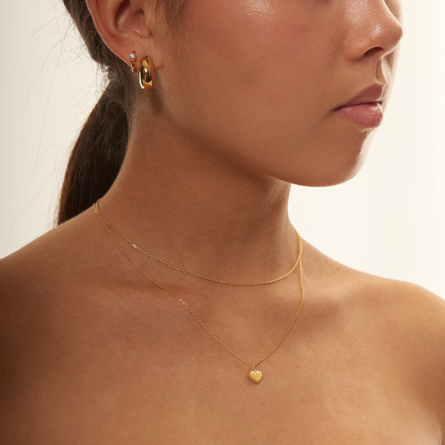 Wide Gold Chubby Statement Large Thick Chunky Huggie Hoops Earrings by Doviana