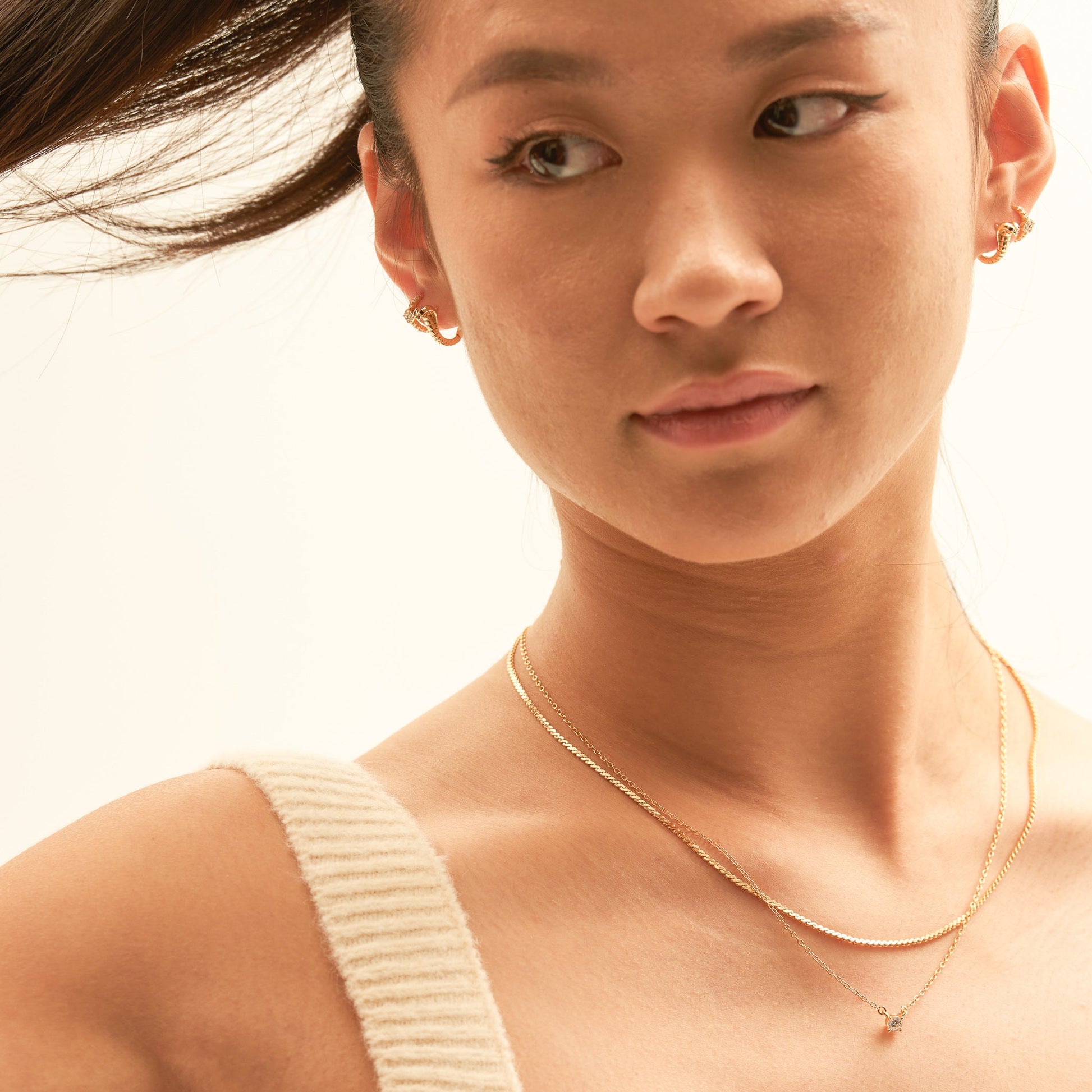 Tiny Pendant Mini Charm Dangle Petite Gold Dainty CZ Necklace by Doviana