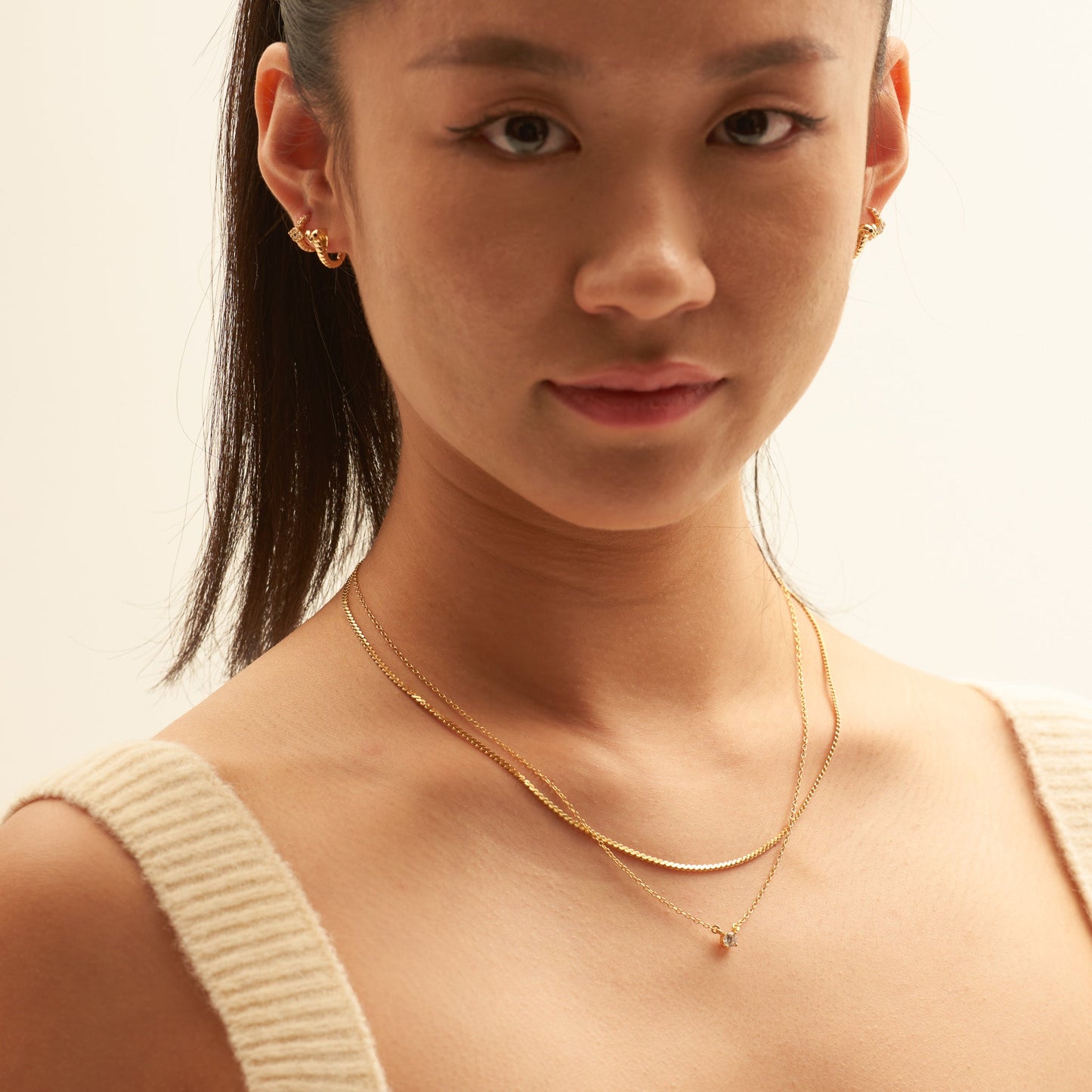 Tiny Pendant Mini Charm Dangle Petite Gold Dainty CZ Necklace by Doviana