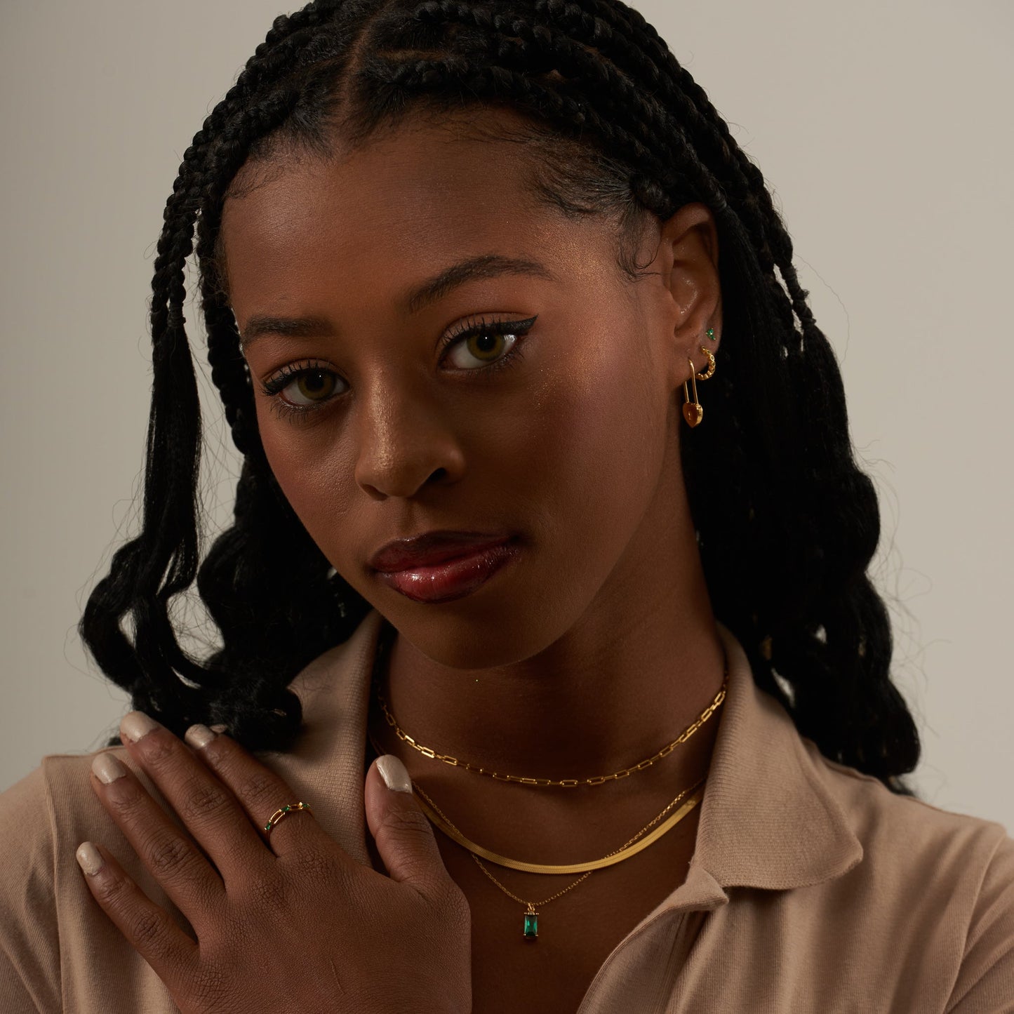 Essential Wide Flat Herringbone Thick Gold Snake Chain Necklace by Doviana