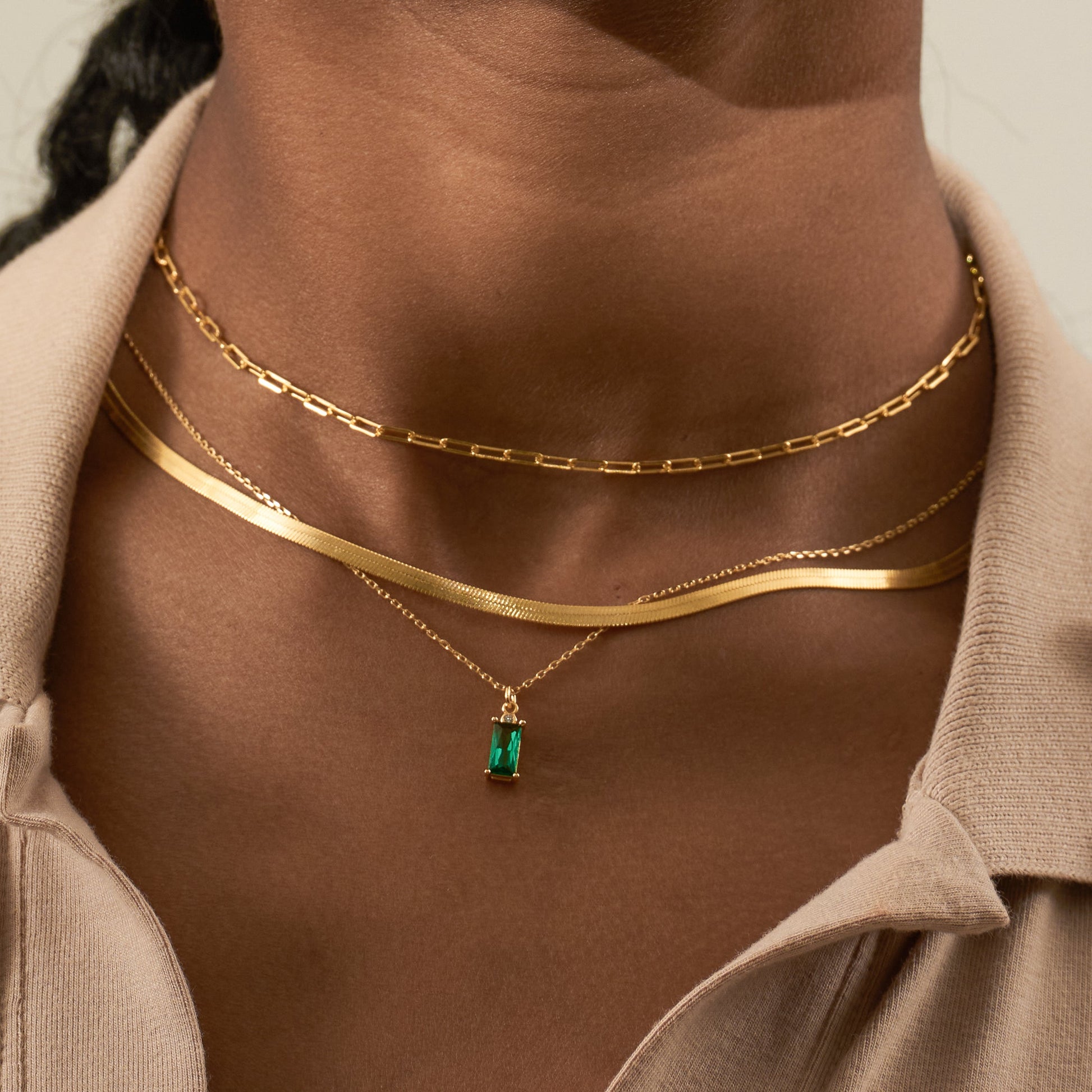 Essential Wide Flat Herringbone Thick Gold Snake Chain Necklace by Doviana