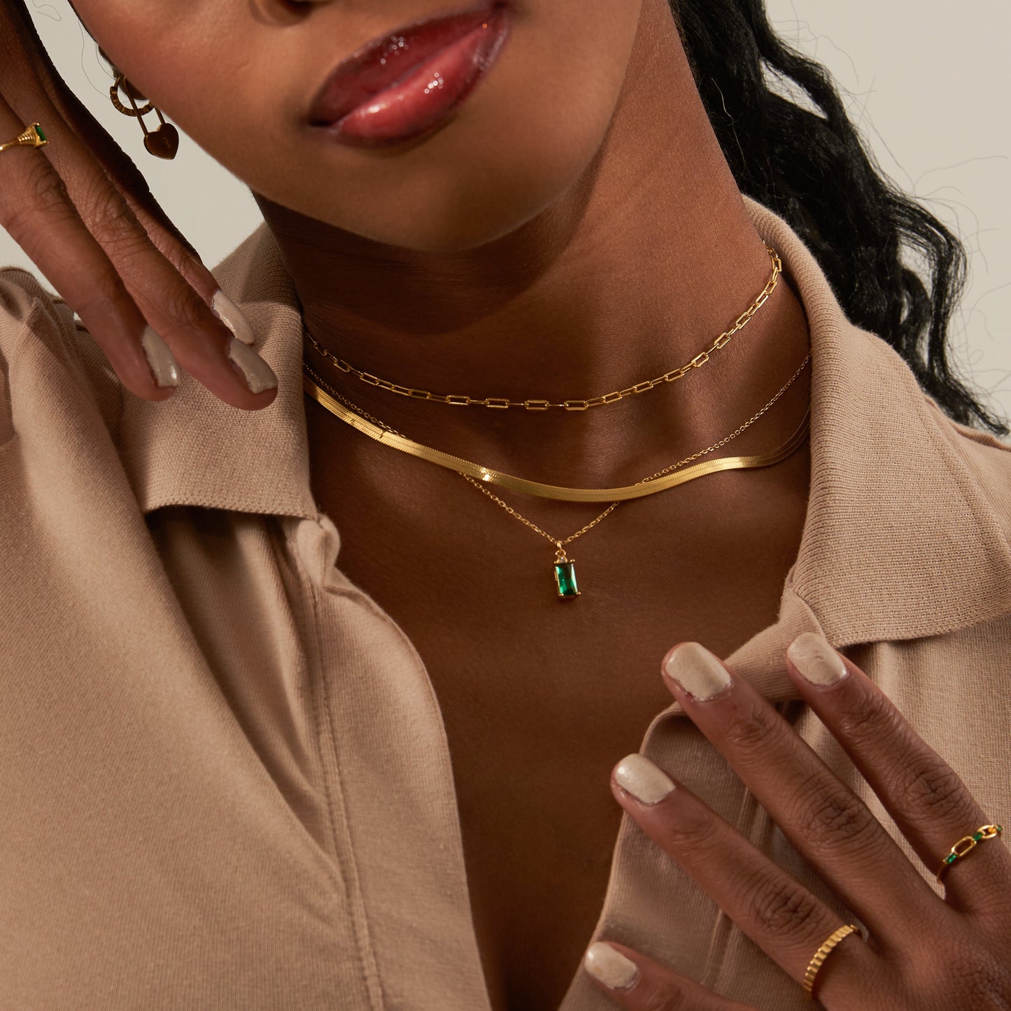 Gold Boyfriend Adjustable Chunky Paperclip Square Link Chain Necklace by Doviana