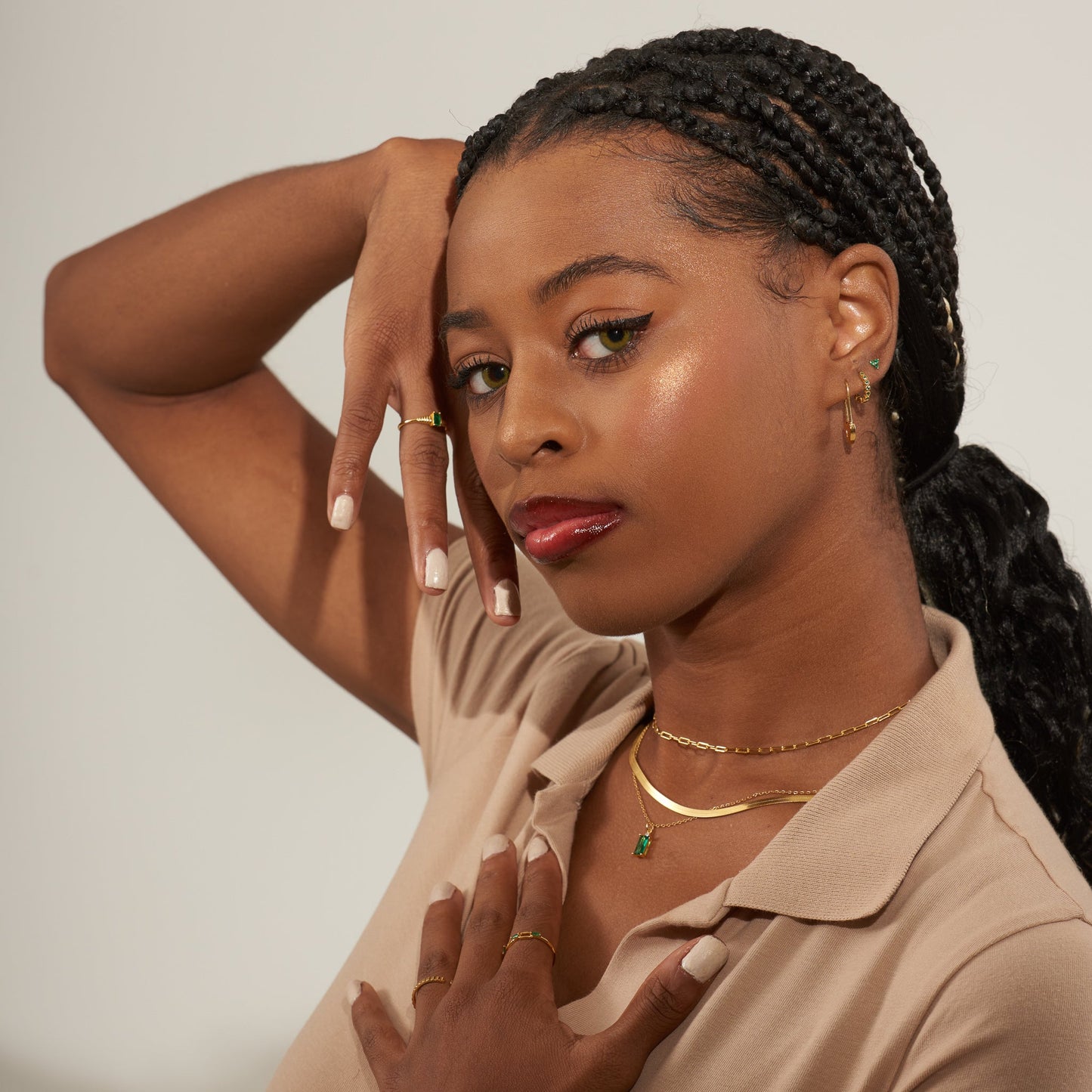 Gold Boyfriend Adjustable Chunky Paperclip Square Link Chain Necklace by Doviana