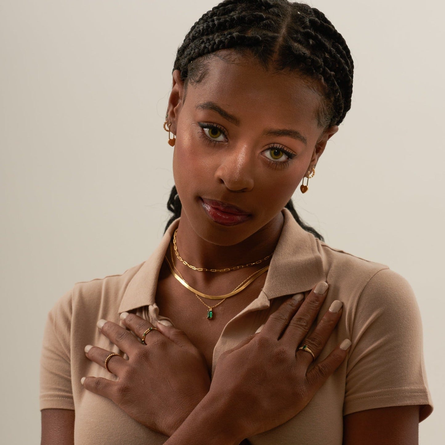 Essential Wide Flat Herringbone Thick Gold Snake Chain Necklace by Doviana