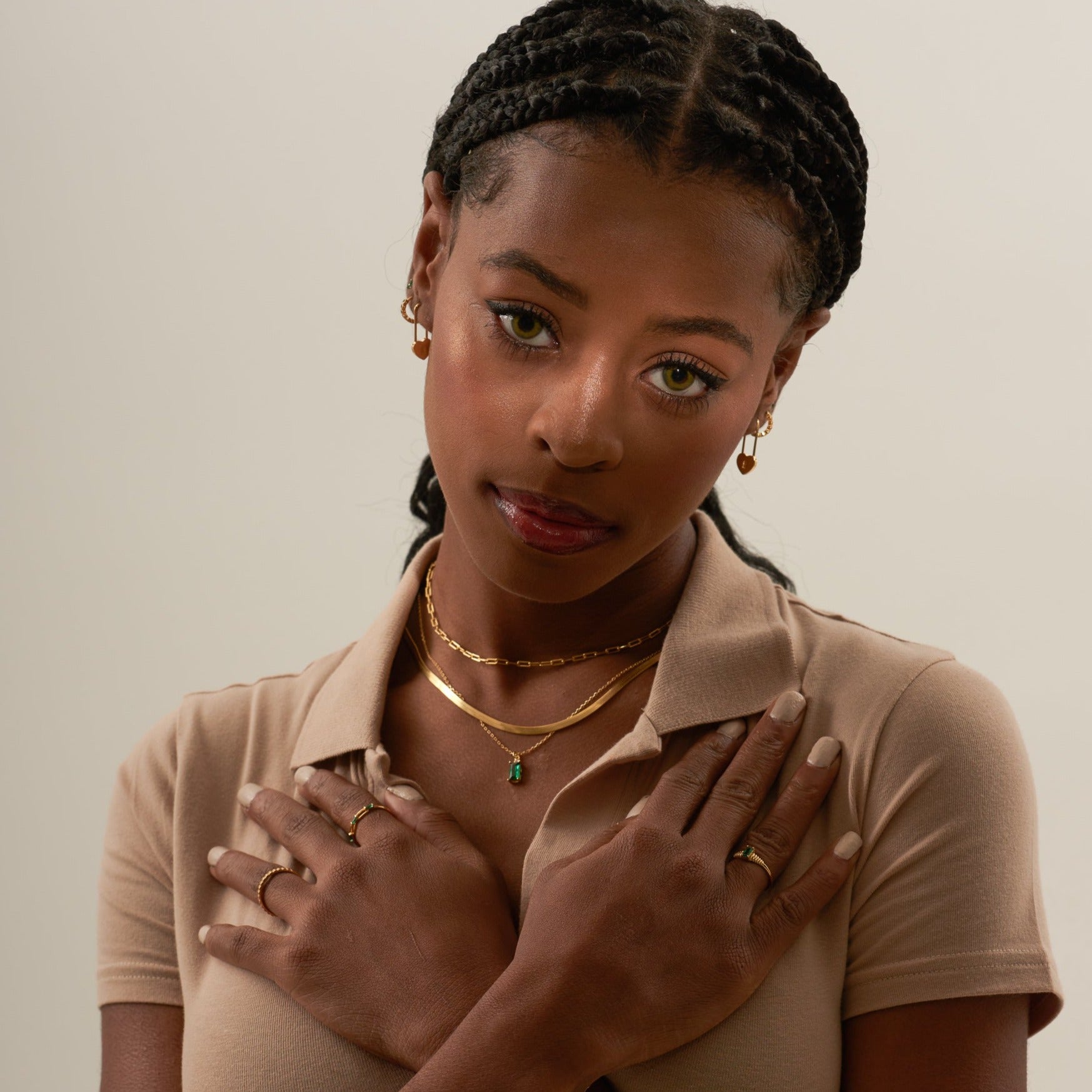 Essential Wide Flat Herringbone Thick Gold Snake Chain Necklace by Doviana