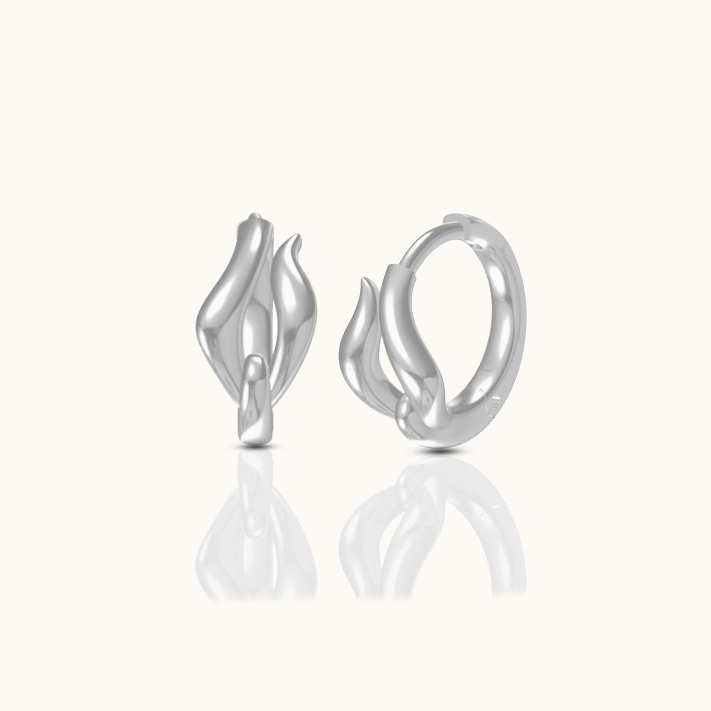 Doviana Signature Irregular 925 Sterling Silver Petite Huggie Hoop Earrings