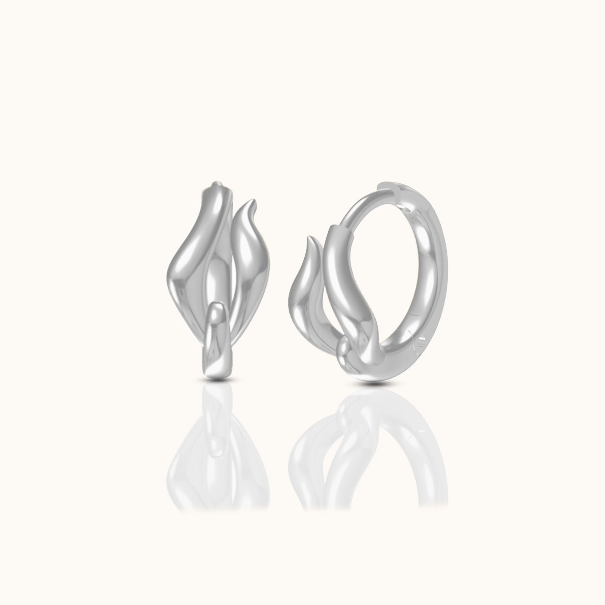 Doviana Signature Irregular 925 Sterling Silver Petite Huggie Hoop Earrings