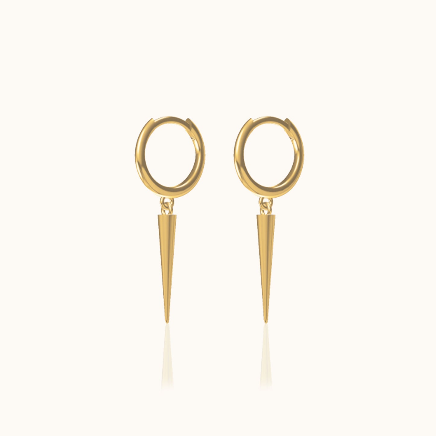 Dangle Drop Tiny Chubby Petite Gold Plain Spikes Huggie Hoop Edgy Spike Earrings by Doviana