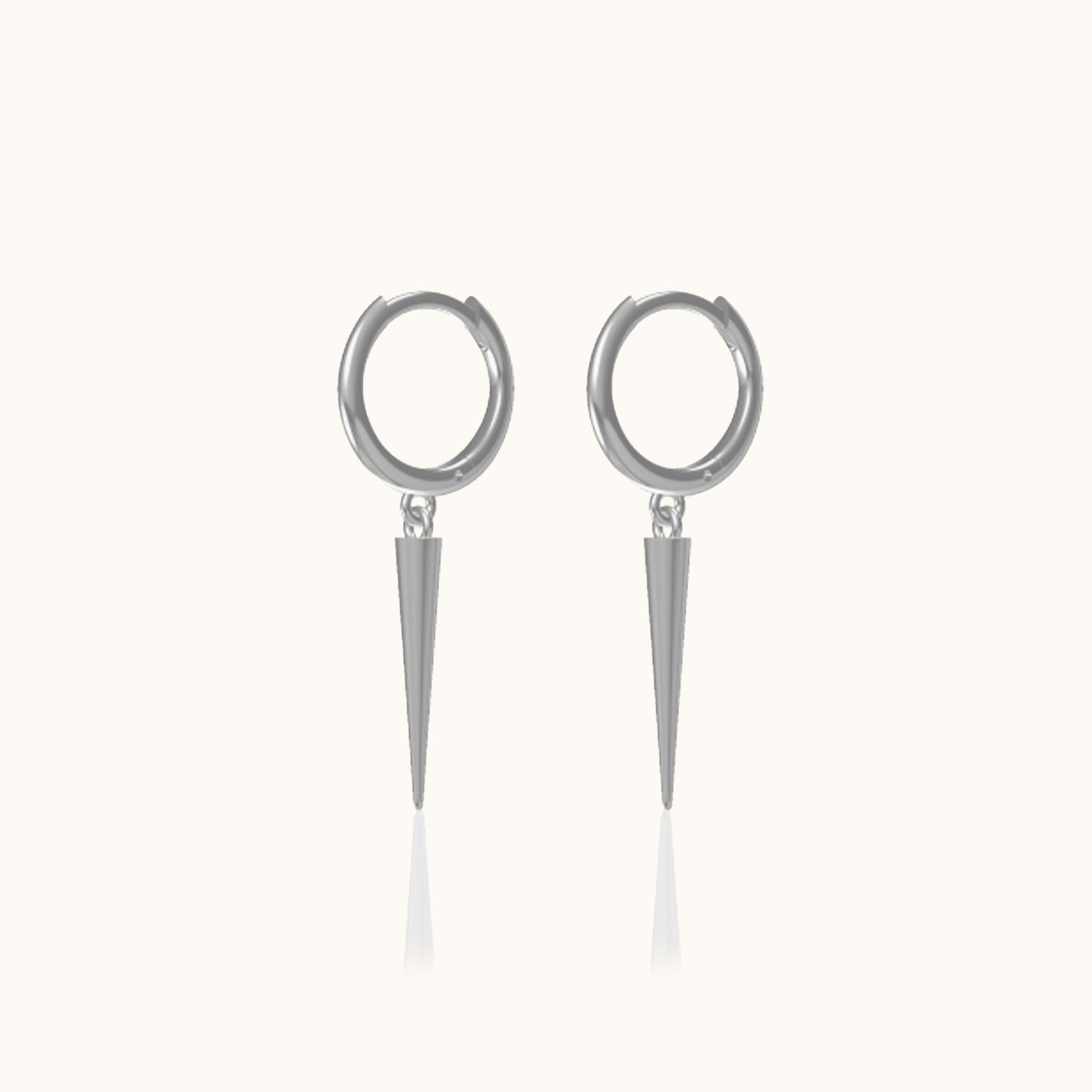 Dangle Drop Tiny Chubby Petite 925 Sterling Silver Plain Spikes Huggie Hoop Edgy Spike Earrings by Doviana
