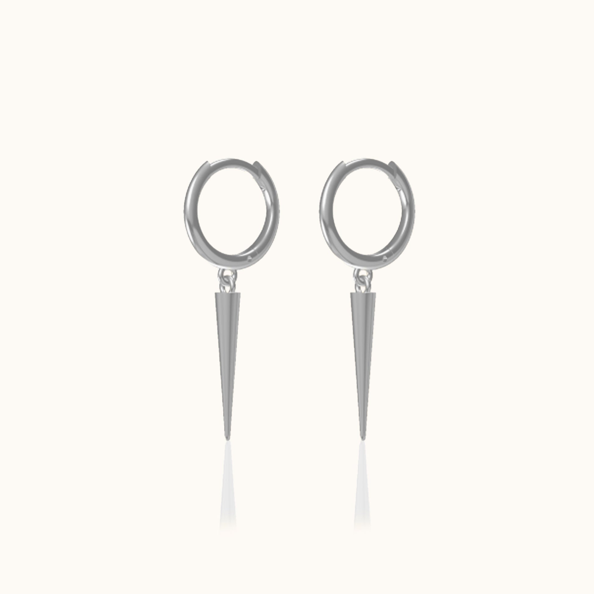 Dangle Drop Tiny Chubby Petite 925 Sterling Silver Plain Spikes Huggie Hoop Edgy Spike Earrings by Doviana