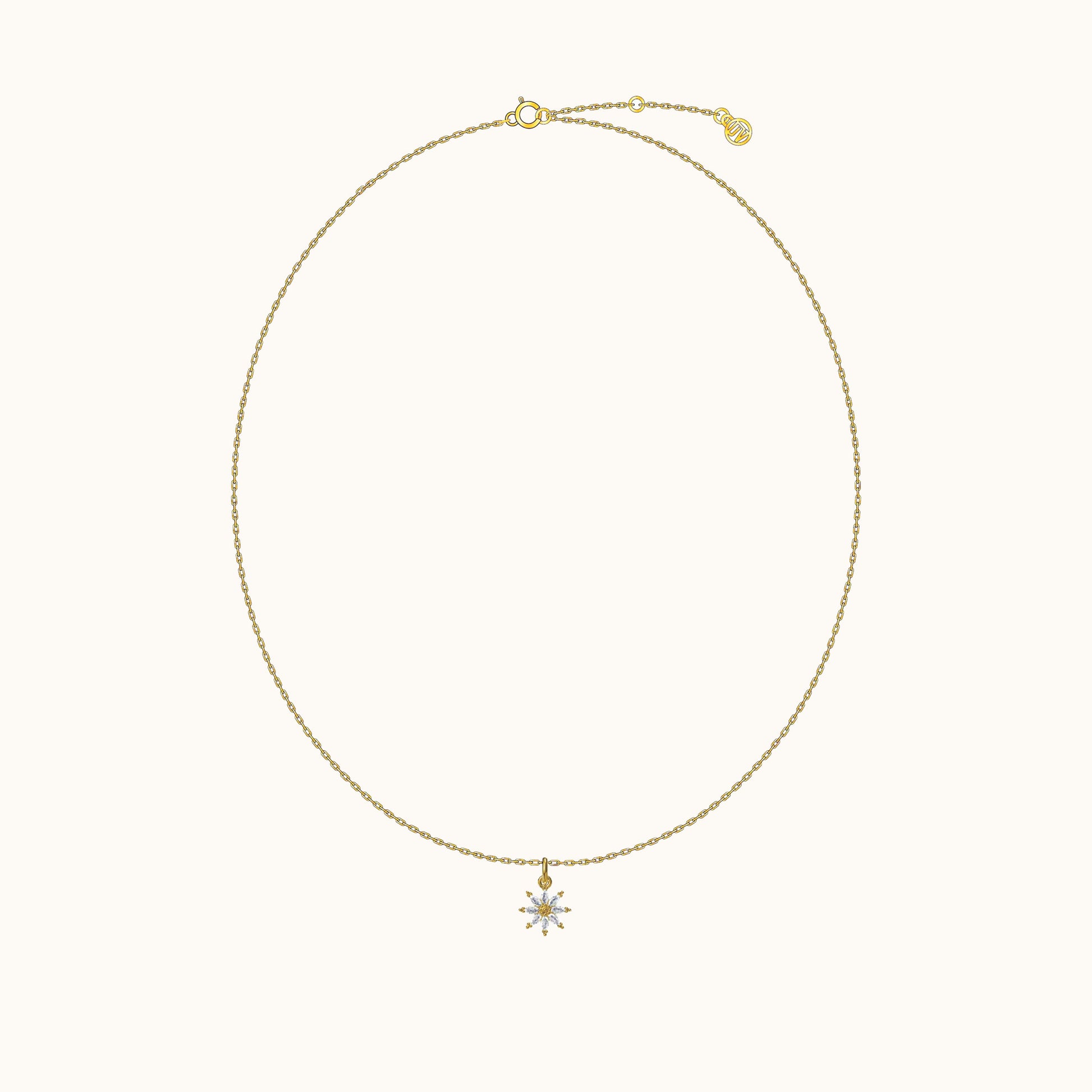 Petite CZ Flower Charm Dangle Gold Daisy Floral Pendant Necklace by Doviana
