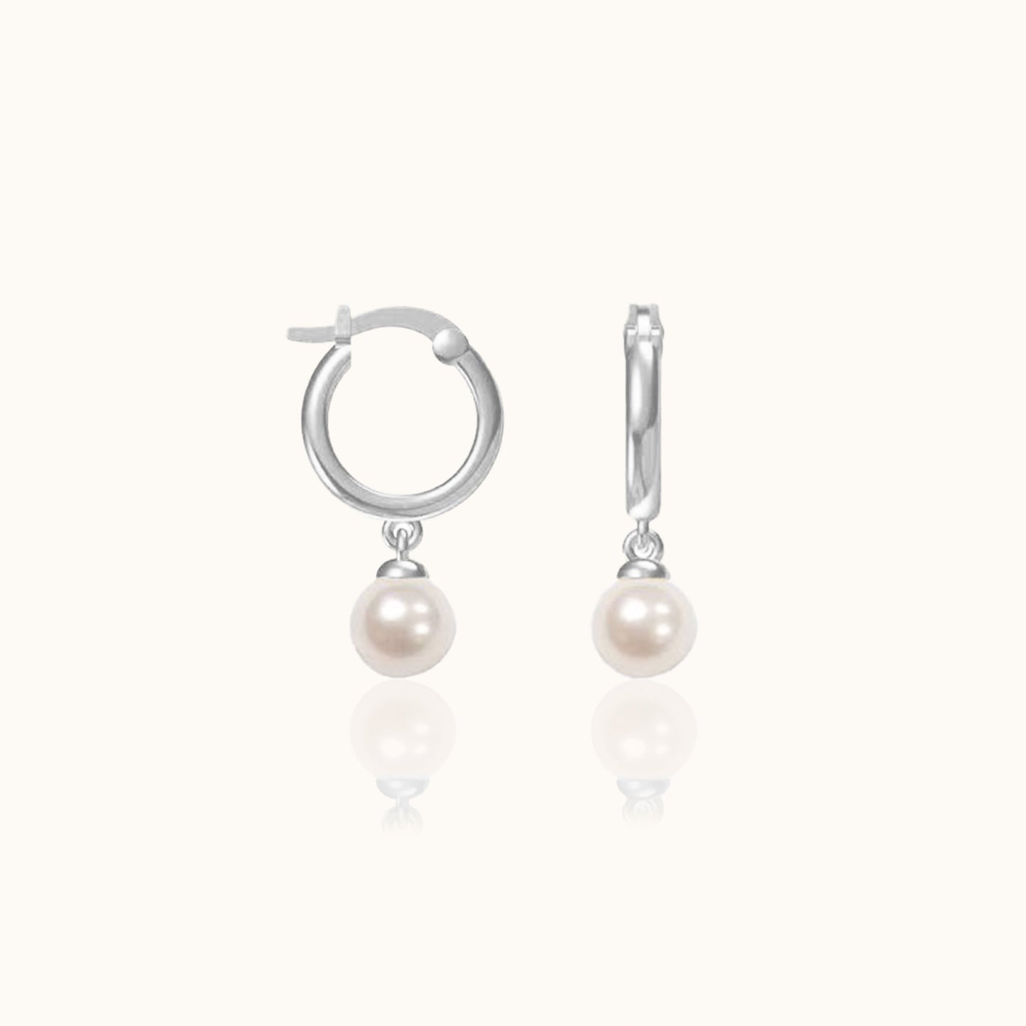 Dainty 925 Sterling Silver Peal Dangle Freshwater Natural Pearl Drop Huggie Hoop Earrings by Doviana