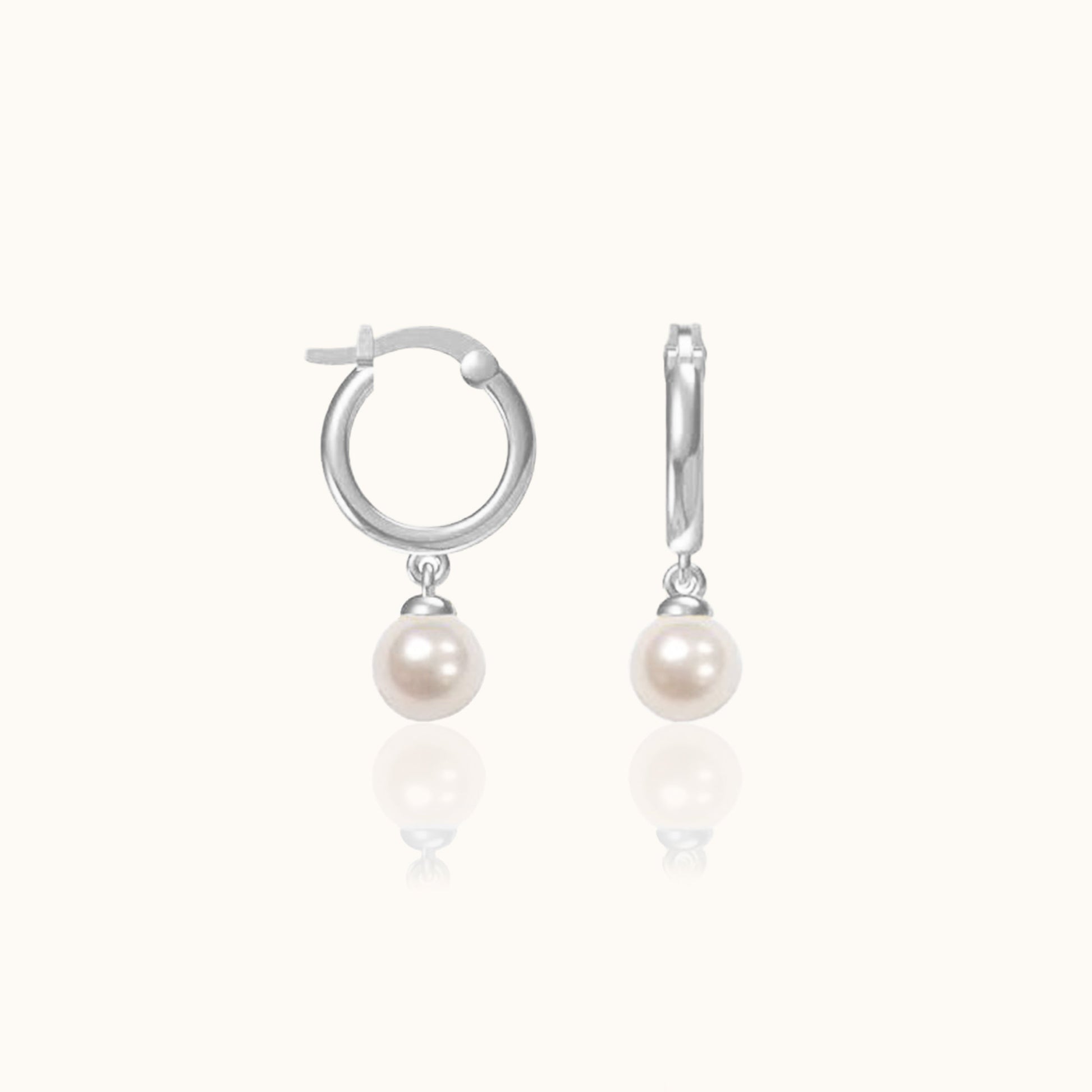 Dainty 925 Sterling Silver Peal Dangle Freshwater Natural Pearl Drop Huggie Hoop Earrings by Doviana