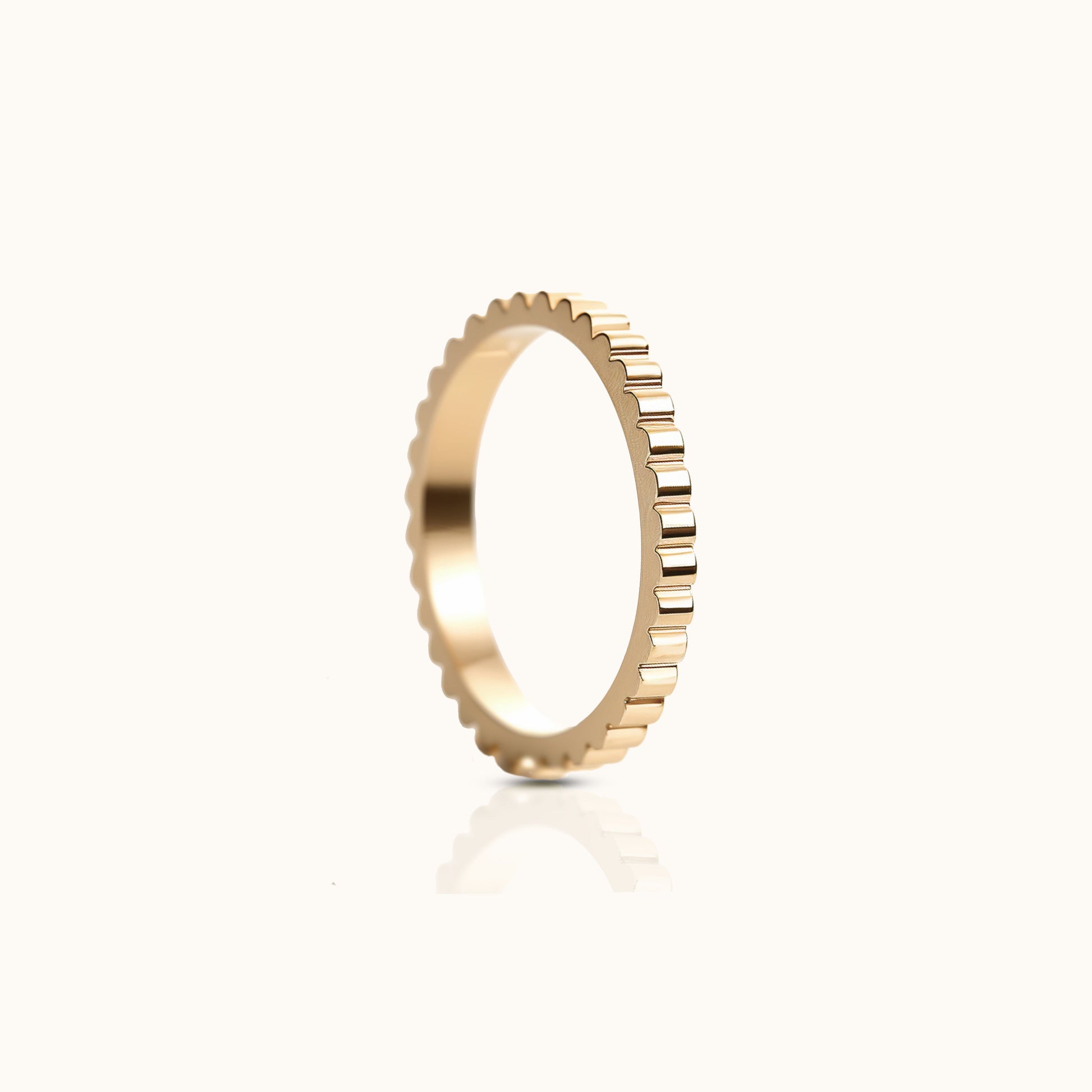 18K Gold Gear Band Titanium PVD Gold Ring – Durable Waterproof Stacking Band with Minimalist Design by DOVIANA