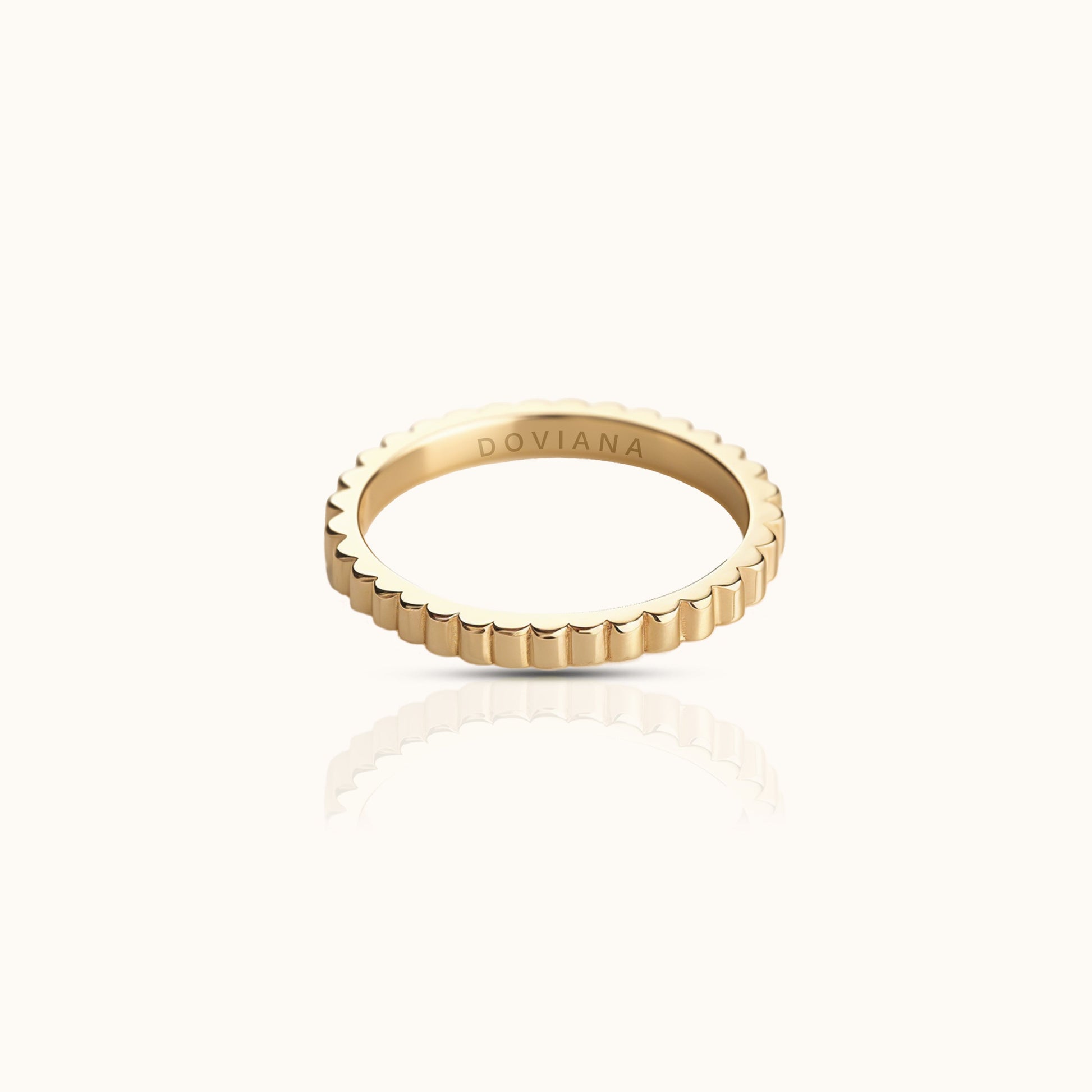 18K Gold Gear Band Titanium PVD Gold Ring – Durable Waterproof Stacking Band with Minimalist Design by DOVIANA
