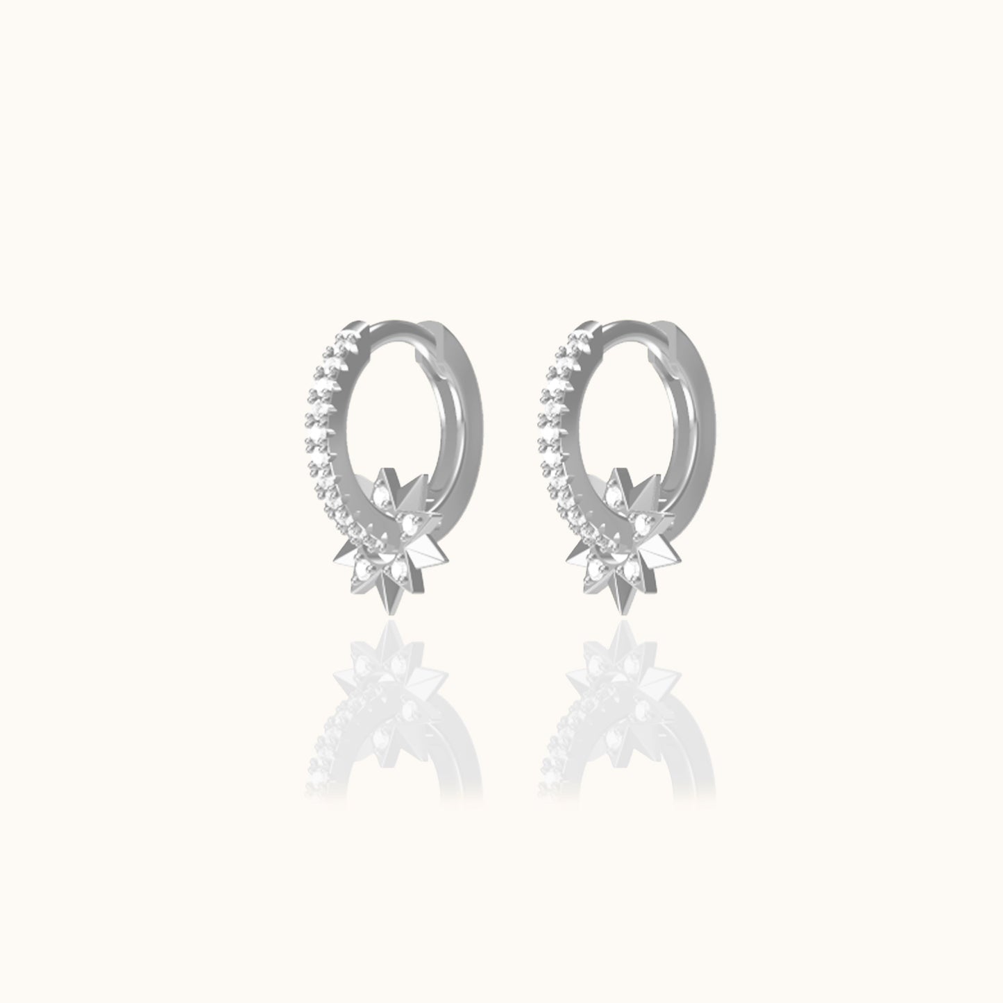 Tiny Charm Dangle Pave CZ 925 Sterling Silver Detachable Gear Huggie Hoop Earrings by Doviana
