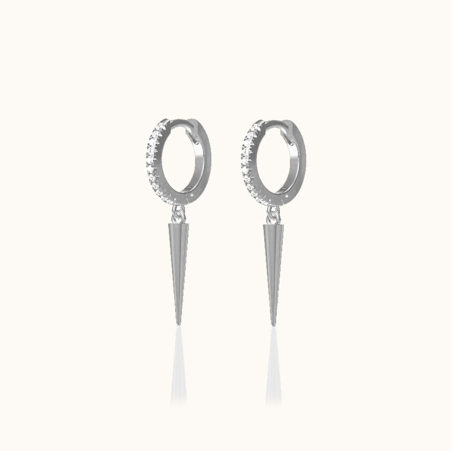 Diamond CZ Pave Spike Hoop Earrings Point Dangle 925 Sterling Silver Huggie Hoops by Doviana
