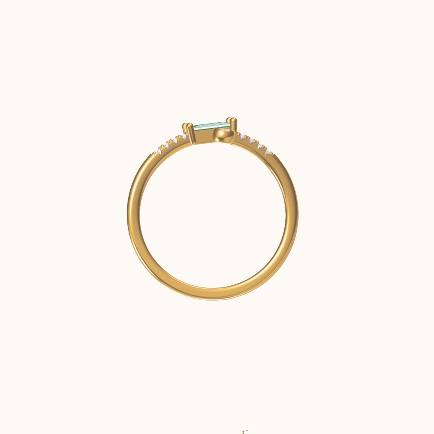 Gemstone Green CZ Overlap Open Ring