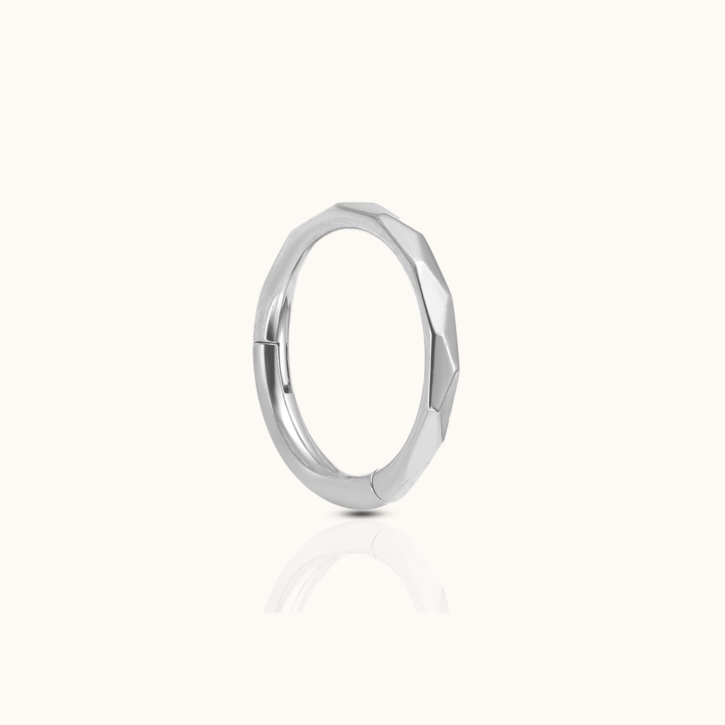 Geometric Cut Clicker Medical Grade Titanium Hinged Nap Hoop Earring by Doviana