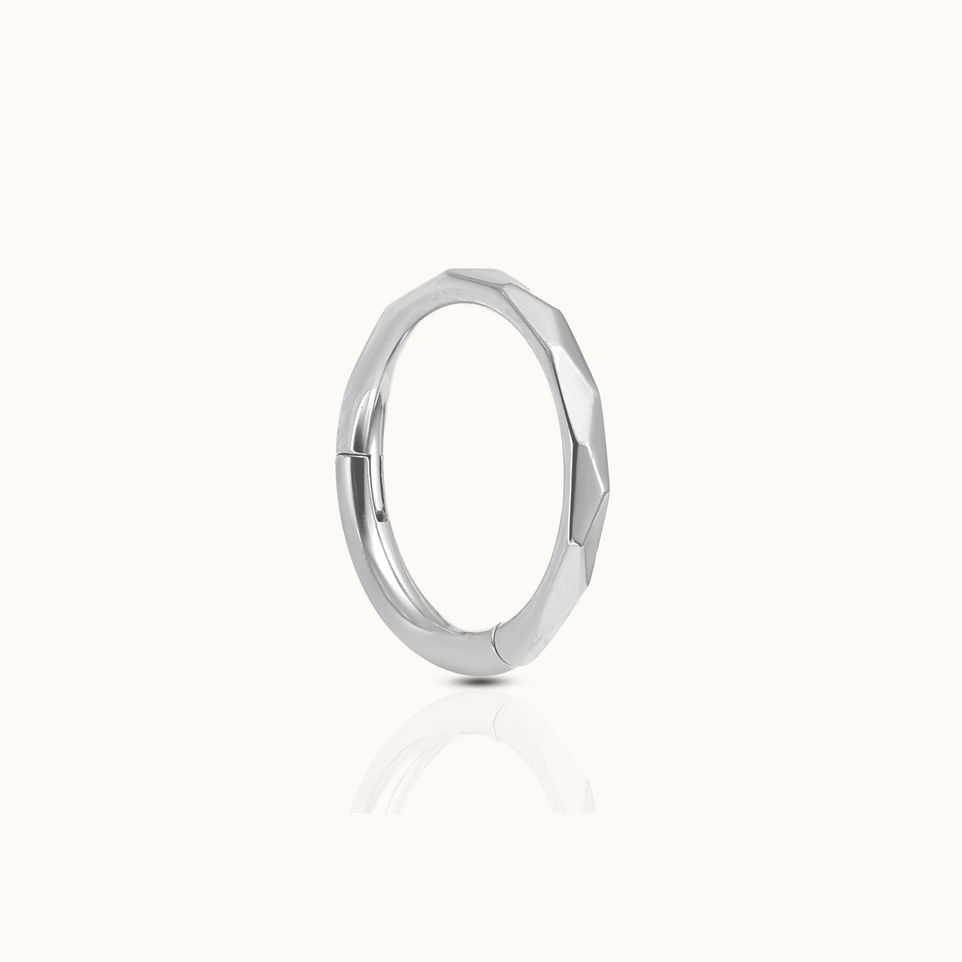 Geometric Cut Clicker Medical Grade Titanium Hinged Nap Hoop Earring by Doviana