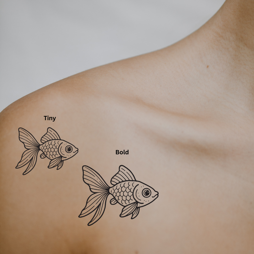 Golden Days — A Sweet Little Swimmer by DOVIANA Tattoo Studio (height 0.5‘’)