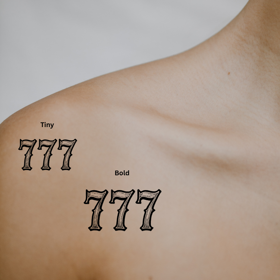 Gothic 777 — Luck in the Shadows by DOVIANA Tattoo Studio (length 0.55‘’)