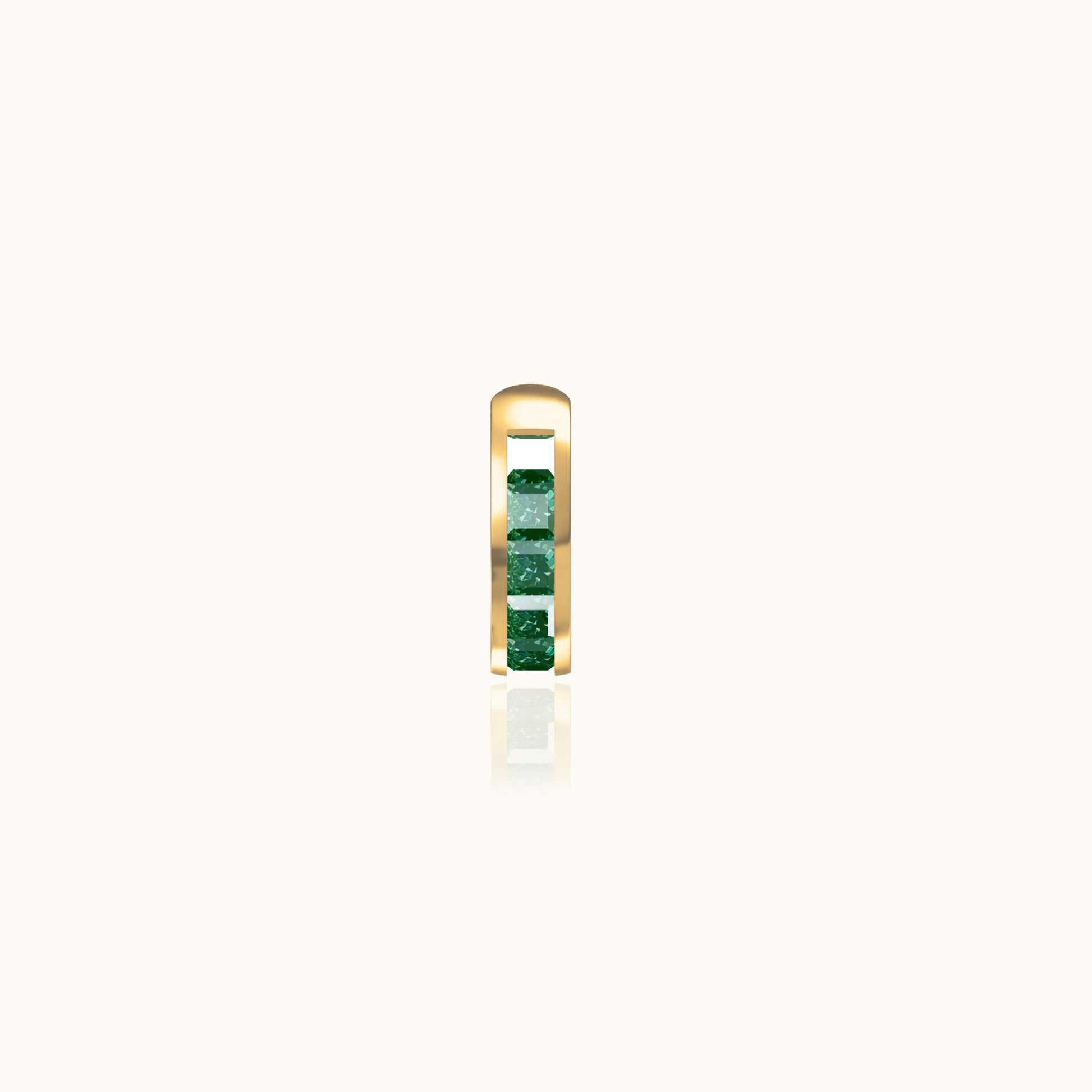 Green CZ Embellished Ear Cuff Secure Gold Cartilage Fake Piercing Not Fall off by Doviana