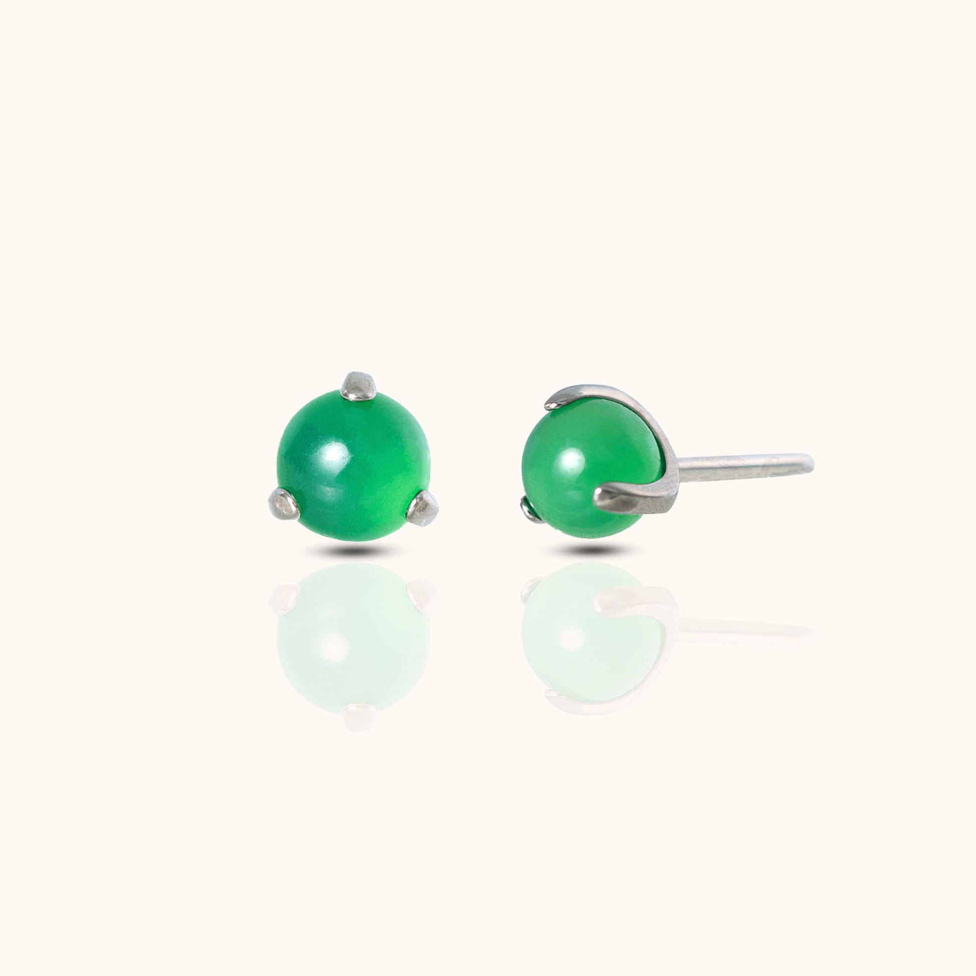 Green Jade Threadless Labret Titanium Flat Back Nap Earring Push Back by Doviana