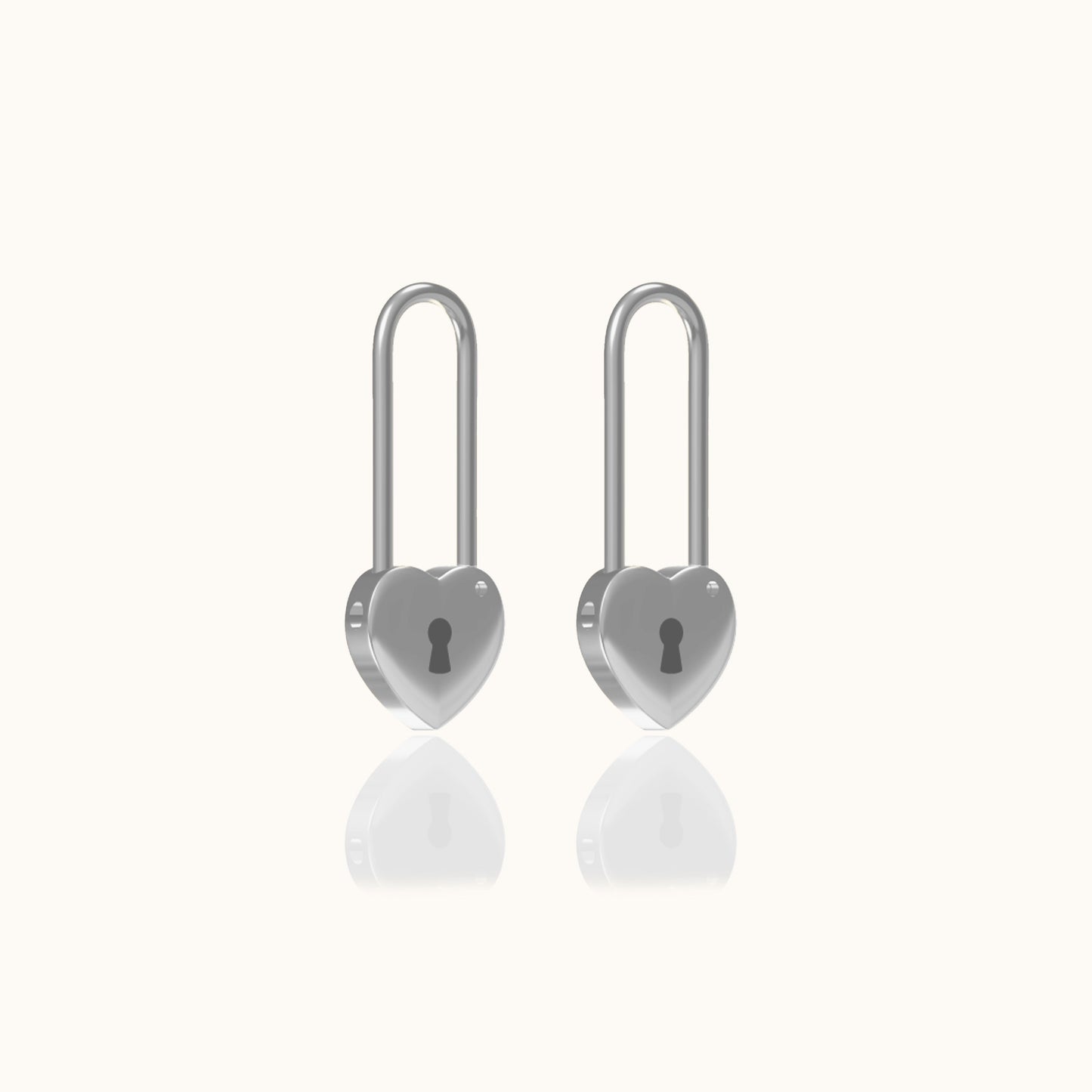 Love Lock 925 Sterling Silver High Polished Pin Drop Heart Safety Pin Earrings by Doviana