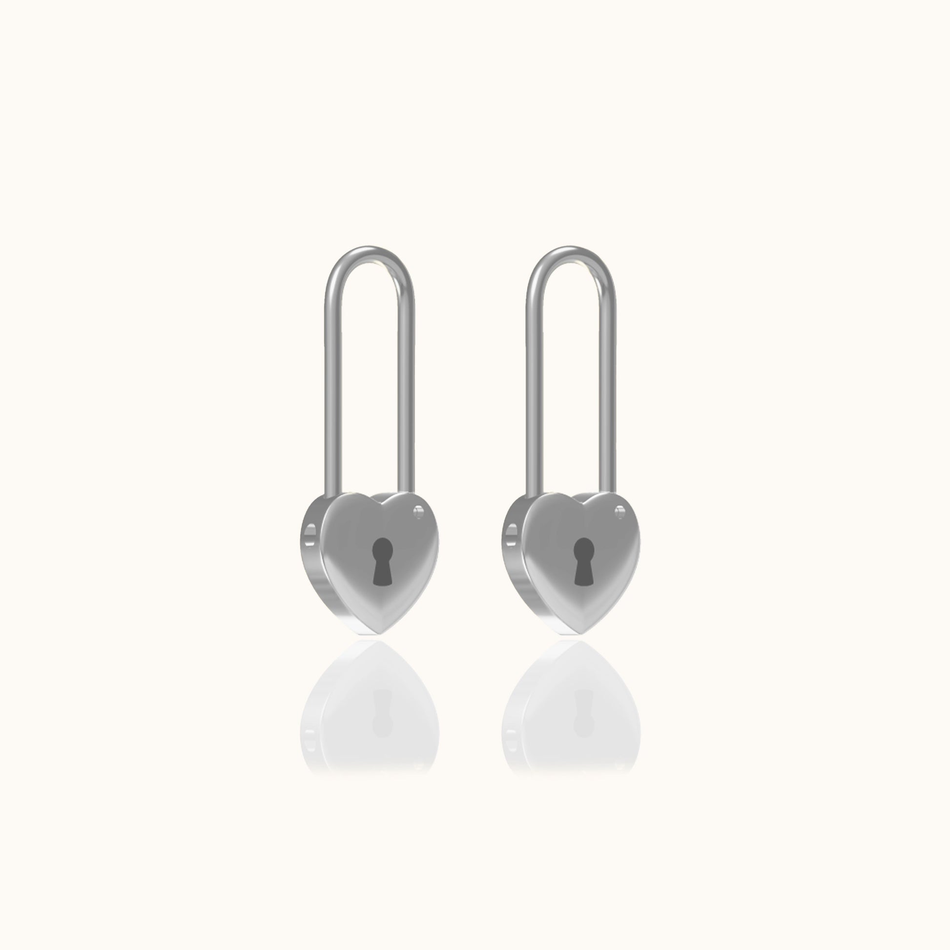 Love Lock 925 Sterling Silver High Polished Pin Drop Heart Safety Pin Earrings by Doviana